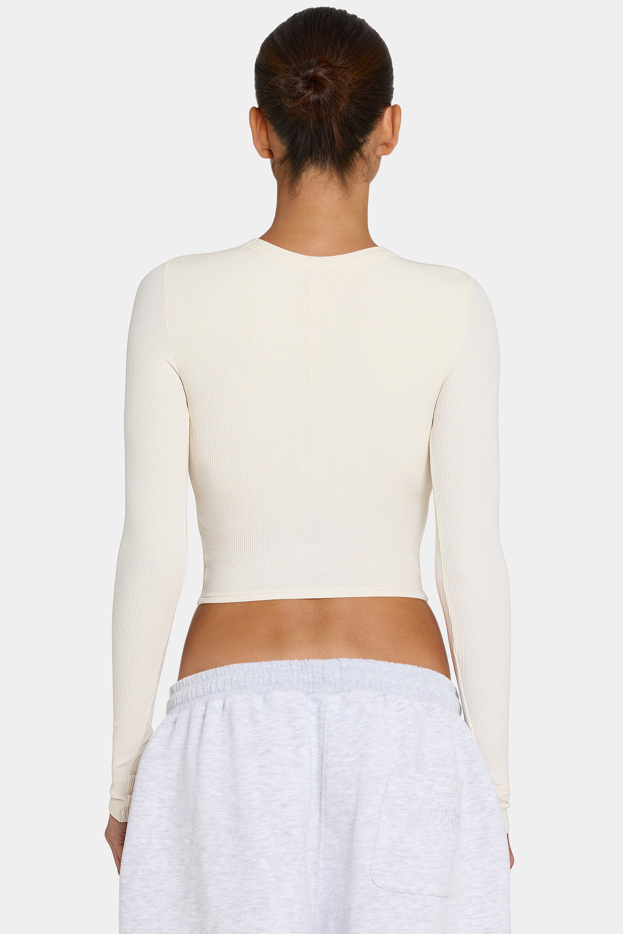 ButterCloud™ Long-Sleeve Crop Top in Coconut