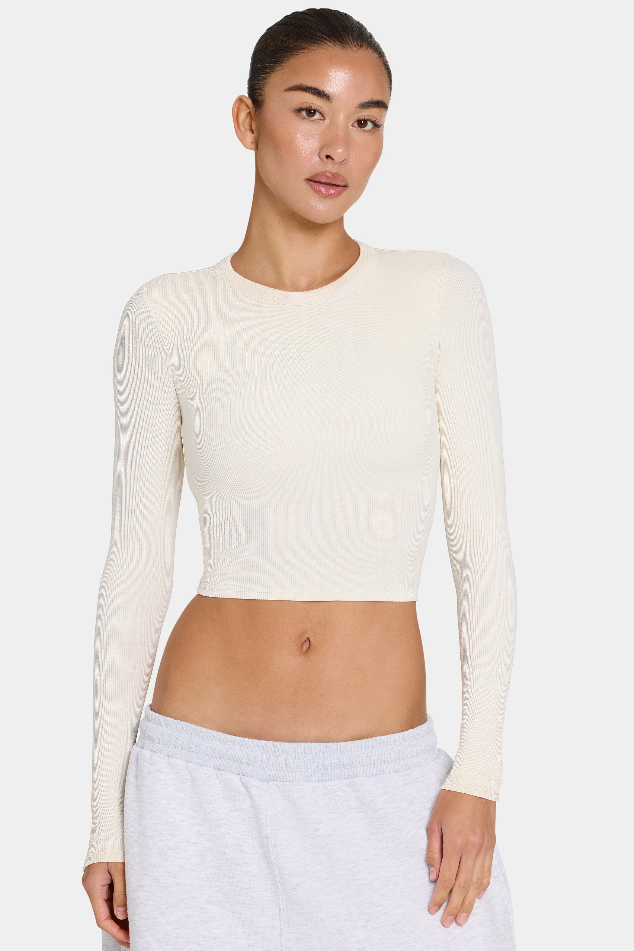 ButterCloud™ Long-Sleeve Crop Top in Coconut