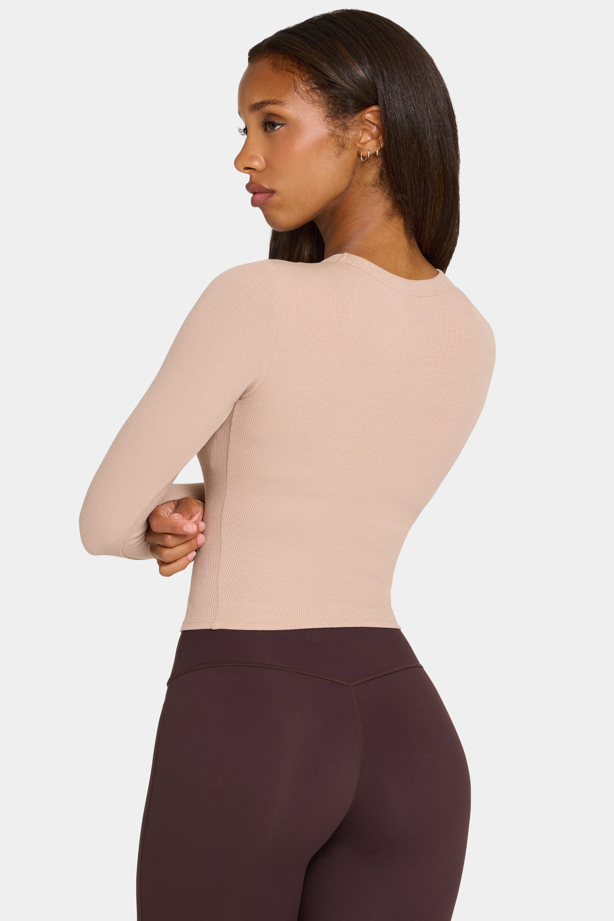 ButterCloud™ Long-Sleeve Crop Top in Oatmeal