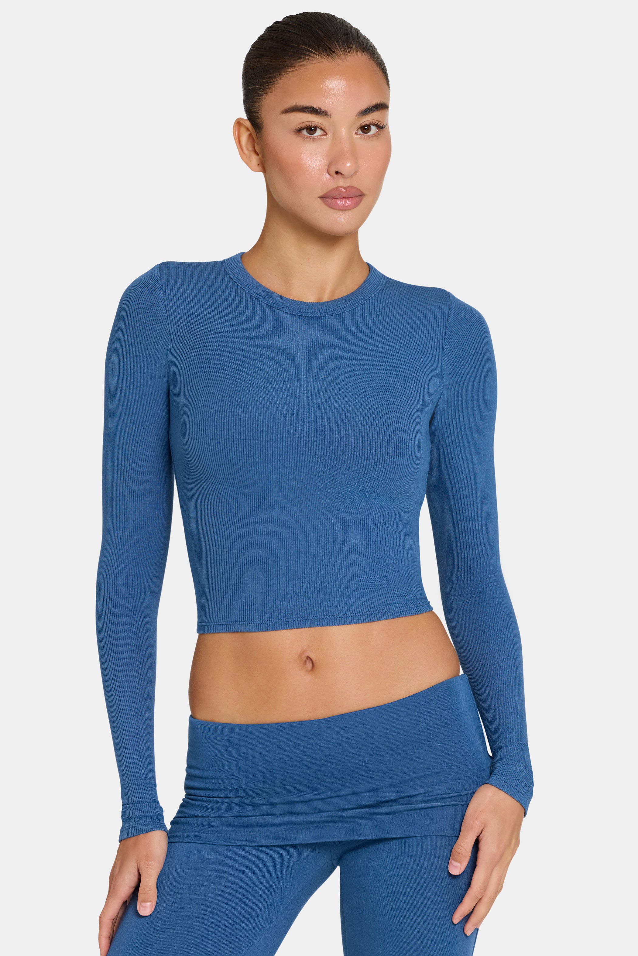 ButterCloud™ Long-Sleeve Crop Top in Marine