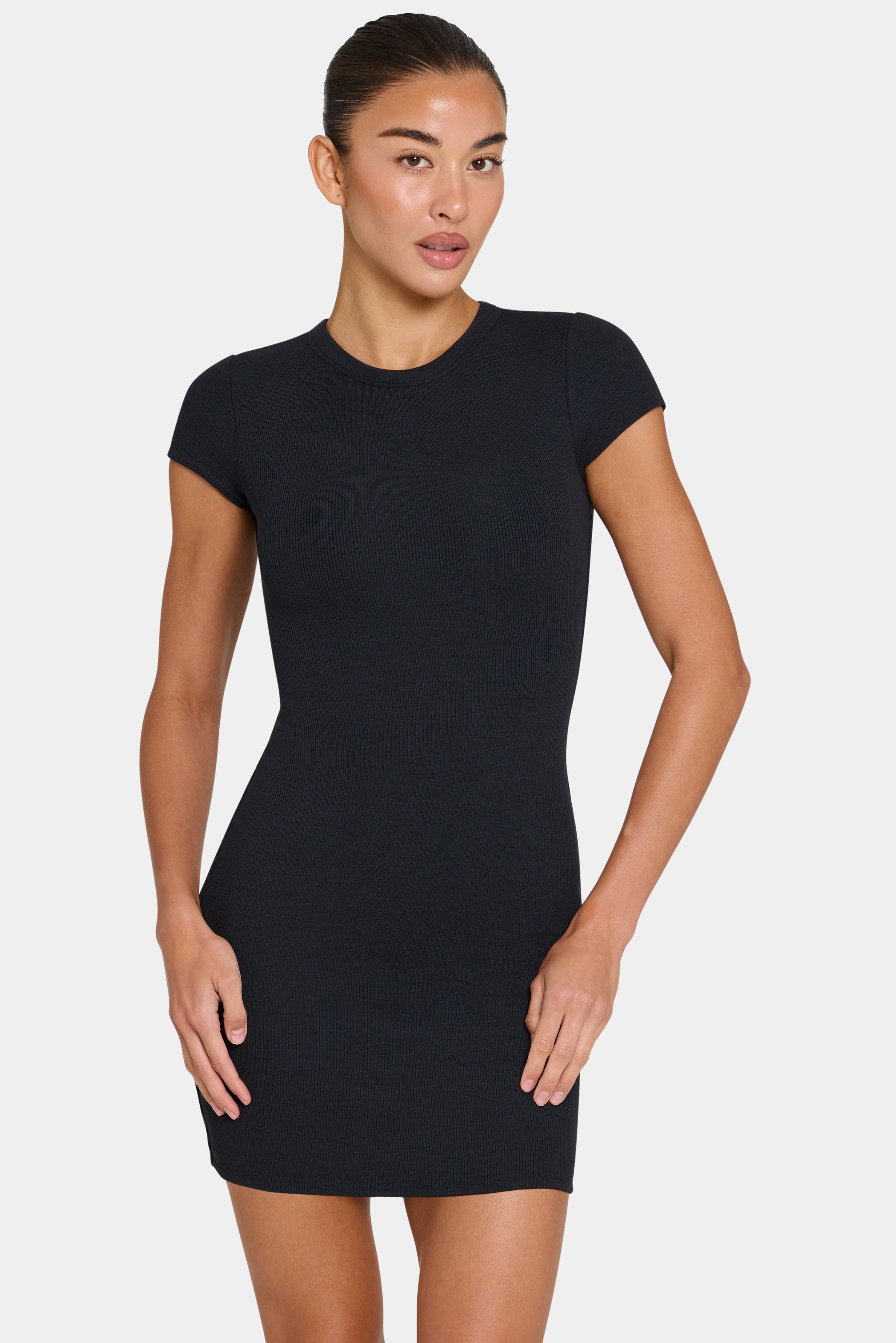 ButterCloud™ Cap Sleeve Mini Dress in Black - 1