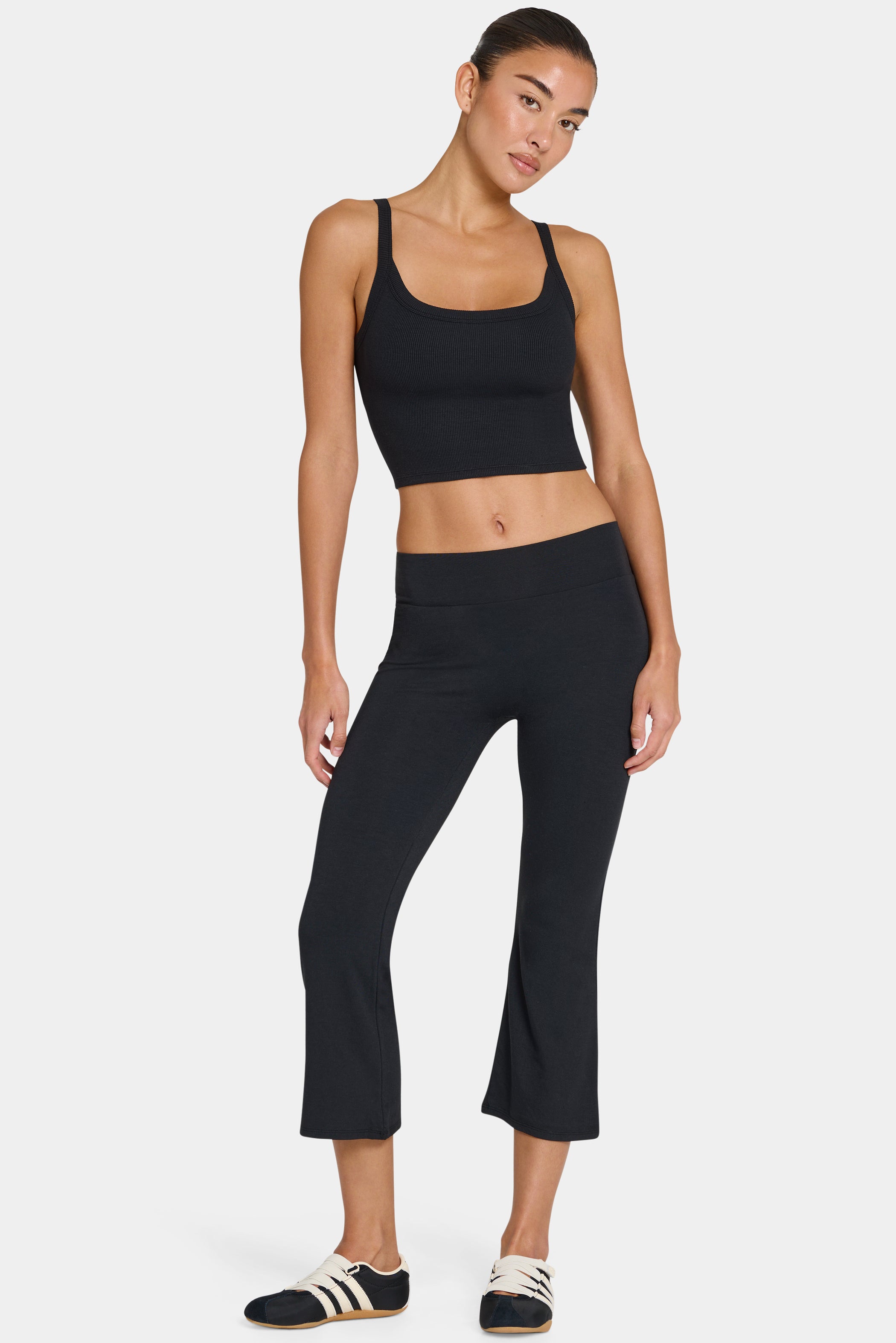 ButterCloud™ Flared Capri Leggings in Black - 1