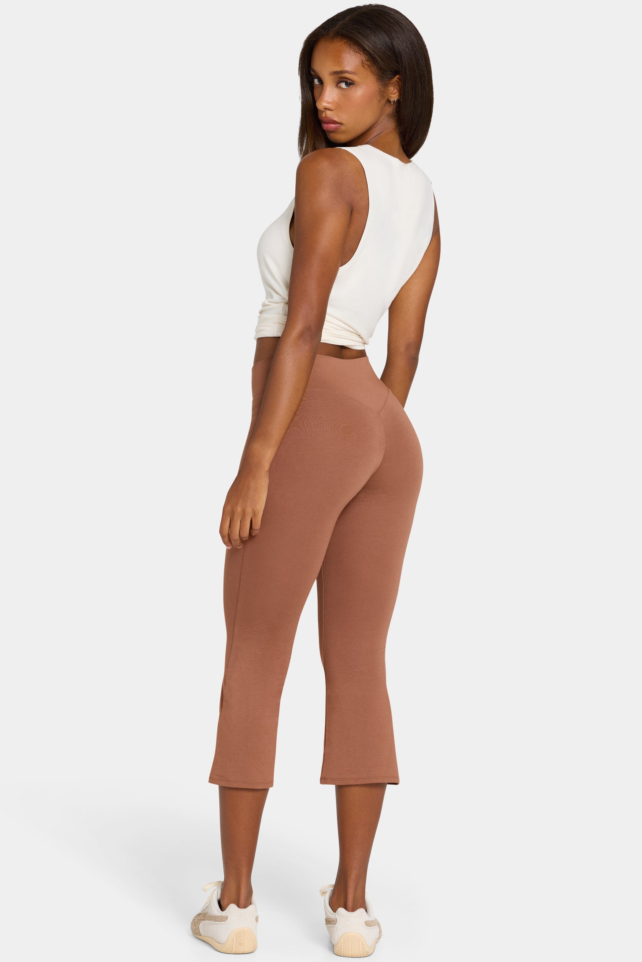 ButterCloud™ Flared Capri Leggings in Cocoa - 2
