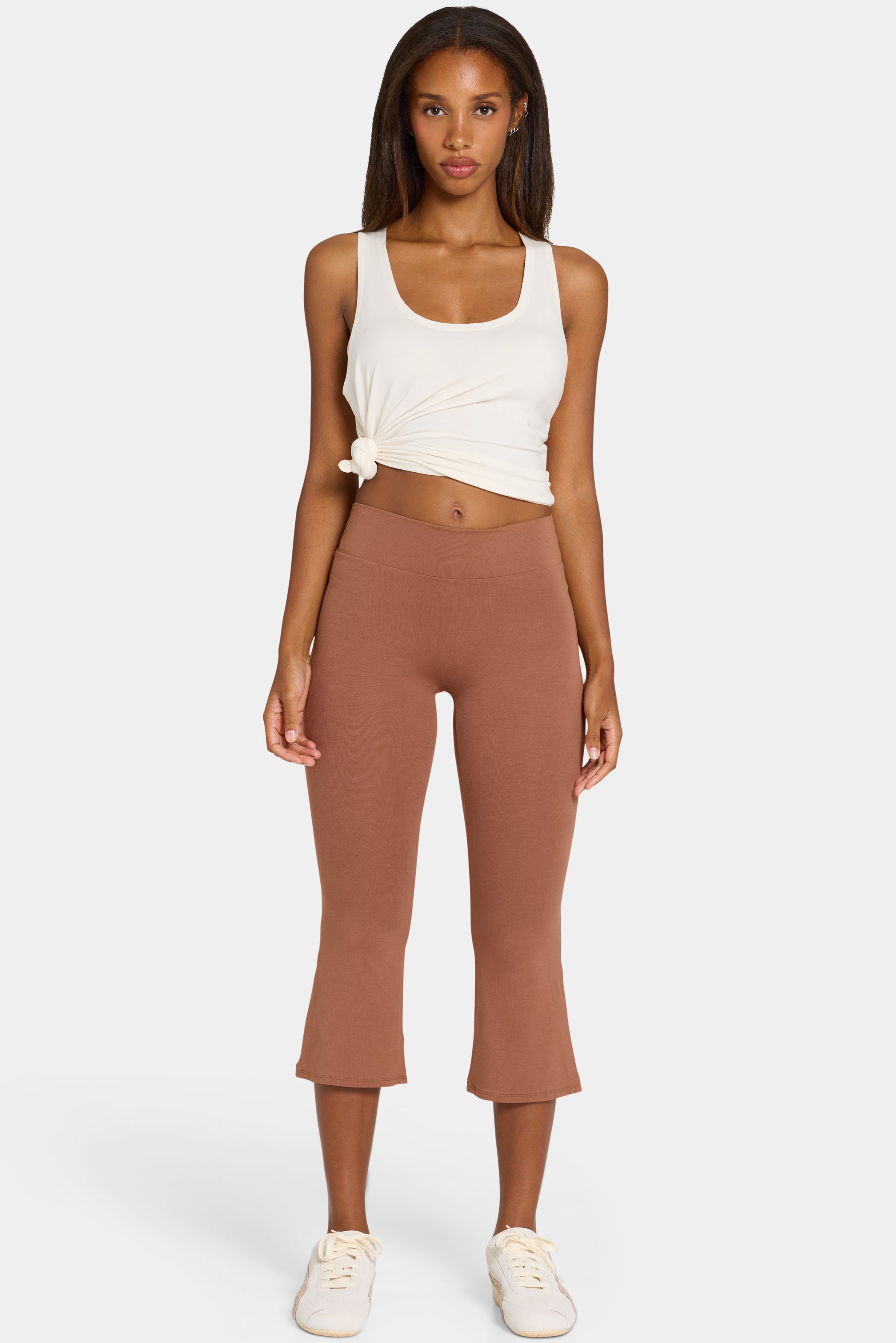 ButterCloud™ Flared Capri Leggings in Cocoa - 1
