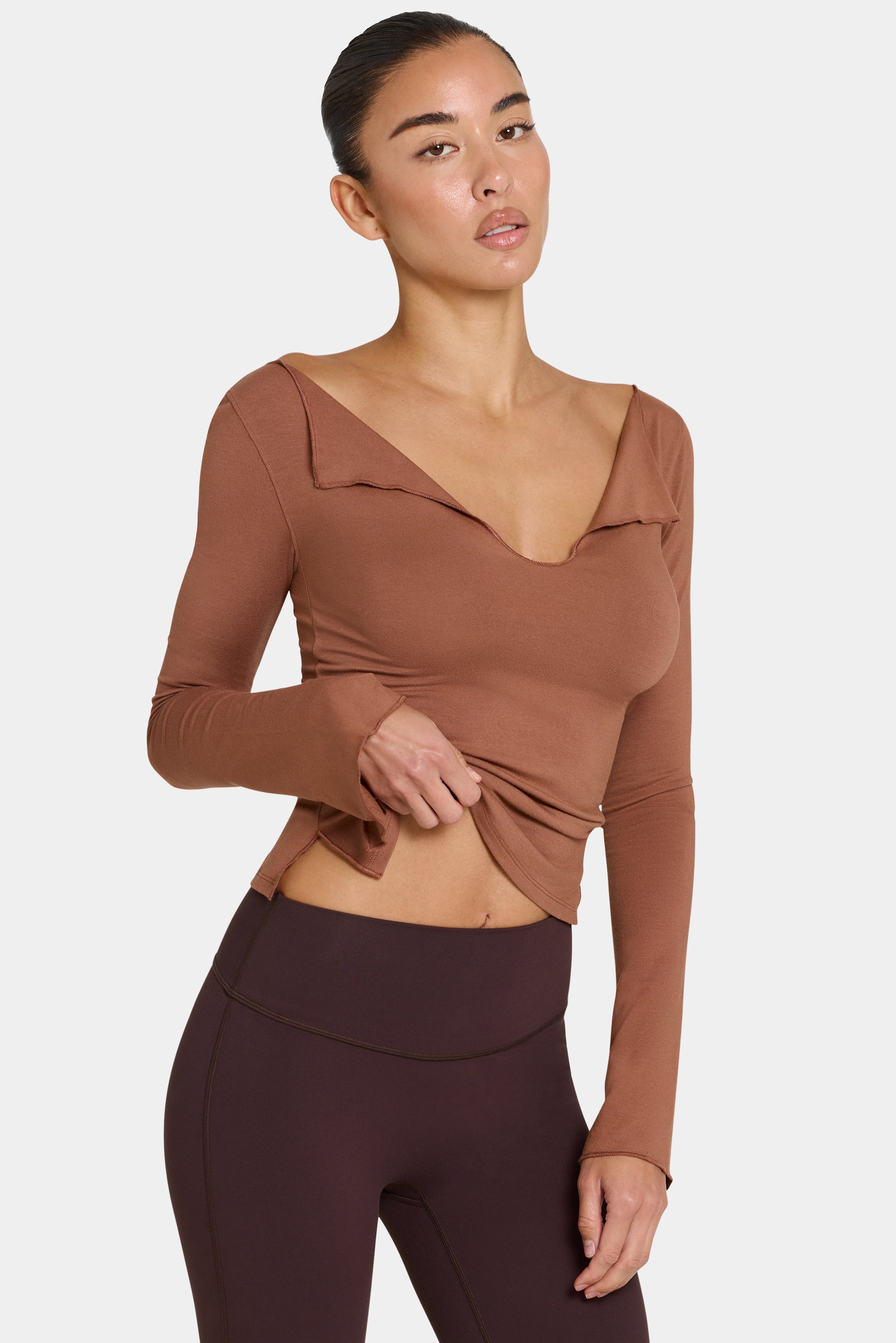 ButterCloud™ Long-Sleeve Top in Cocoa