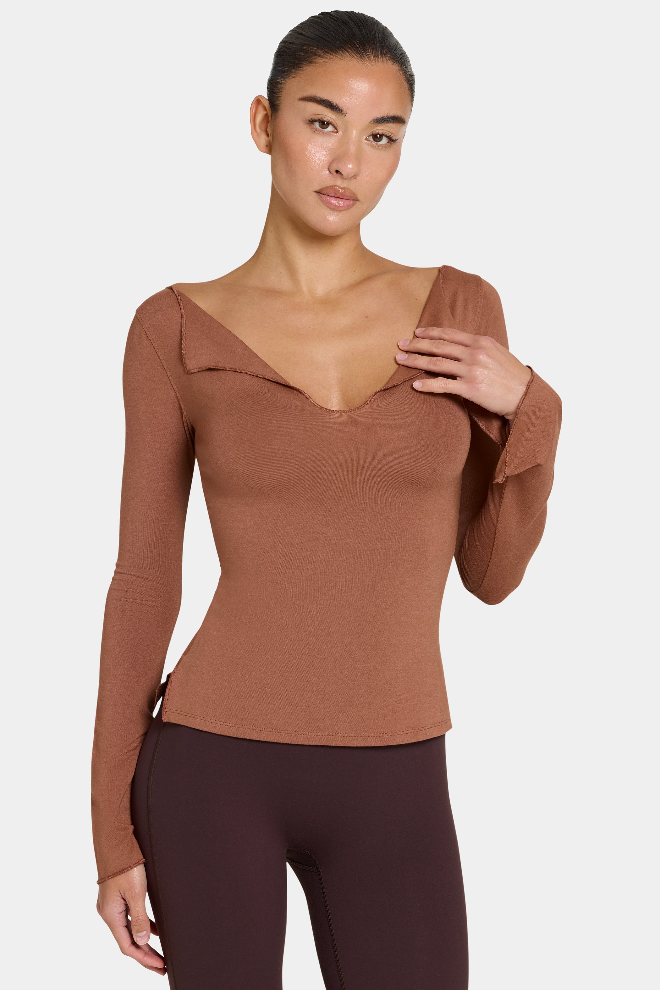 ButterCloud™ Long-Sleeve Top in Cocoa - 1
