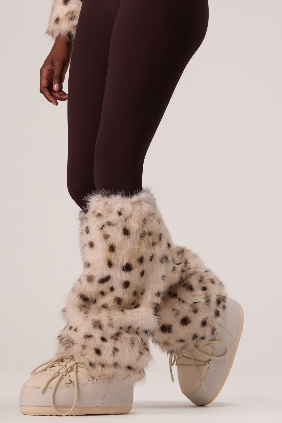 Faux Fur Boot Covers in Snow Leopard - 1