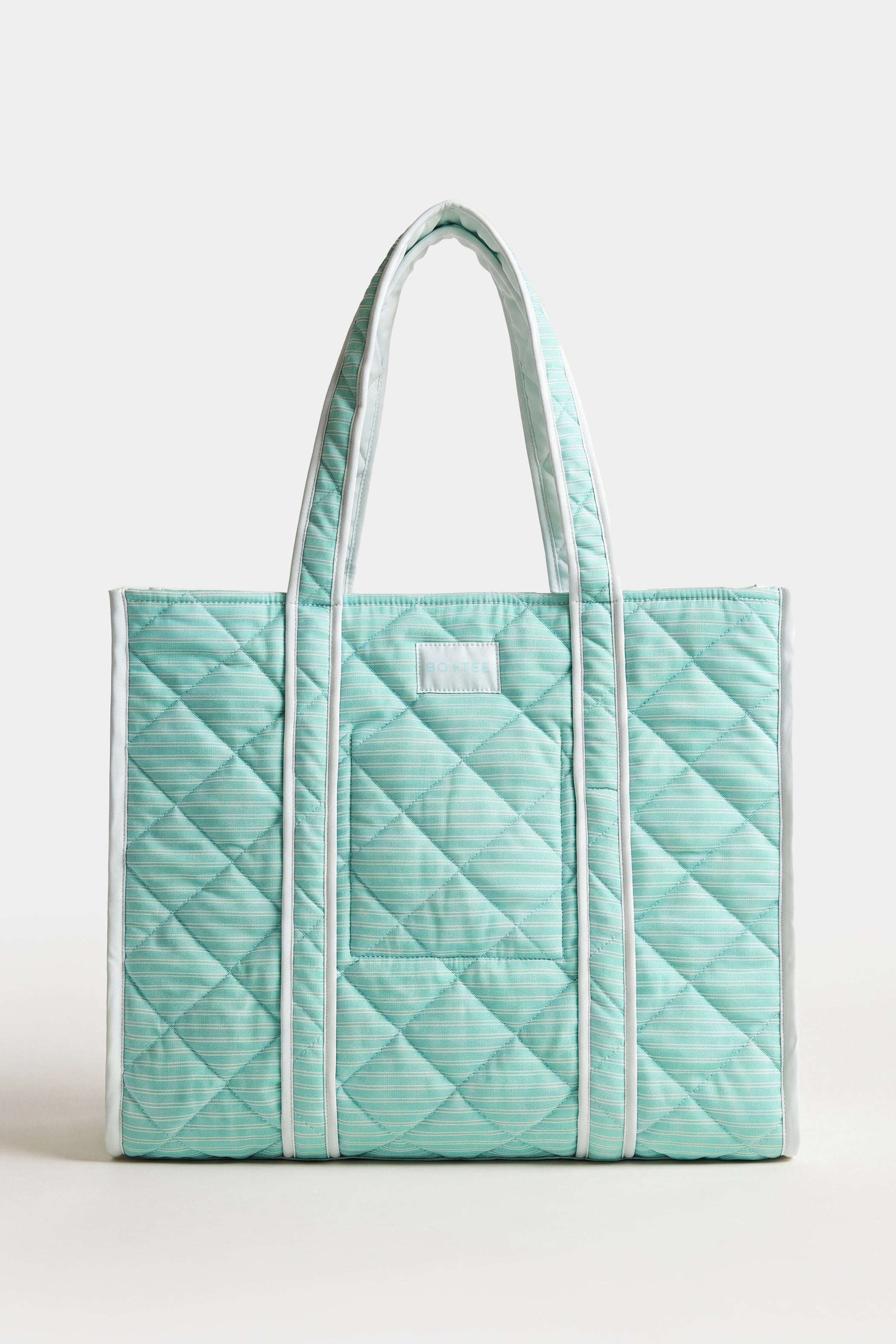 Jersey Tote Bag in Aqua Stripe