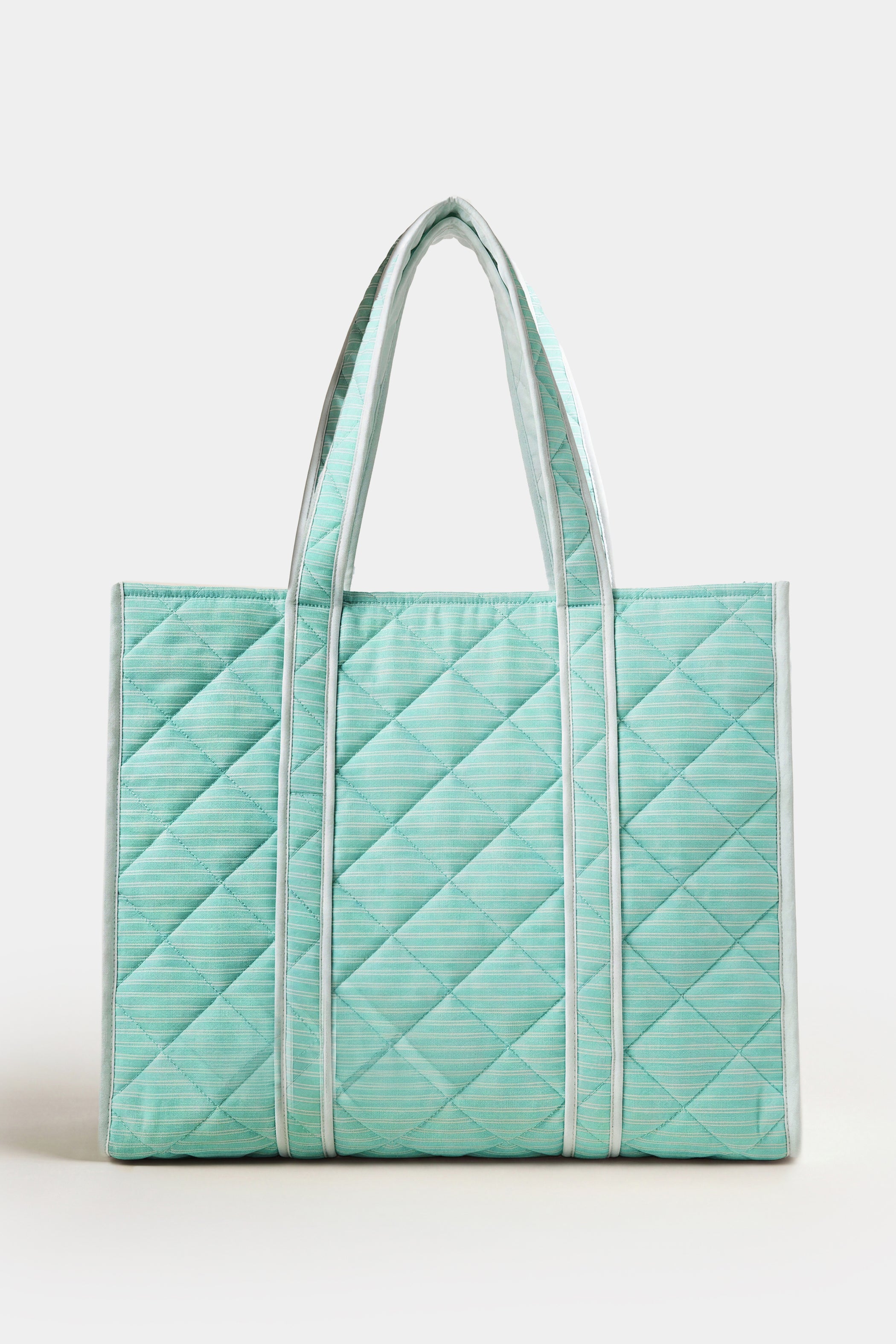 Jersey Tote Bag in Aqua Stripe