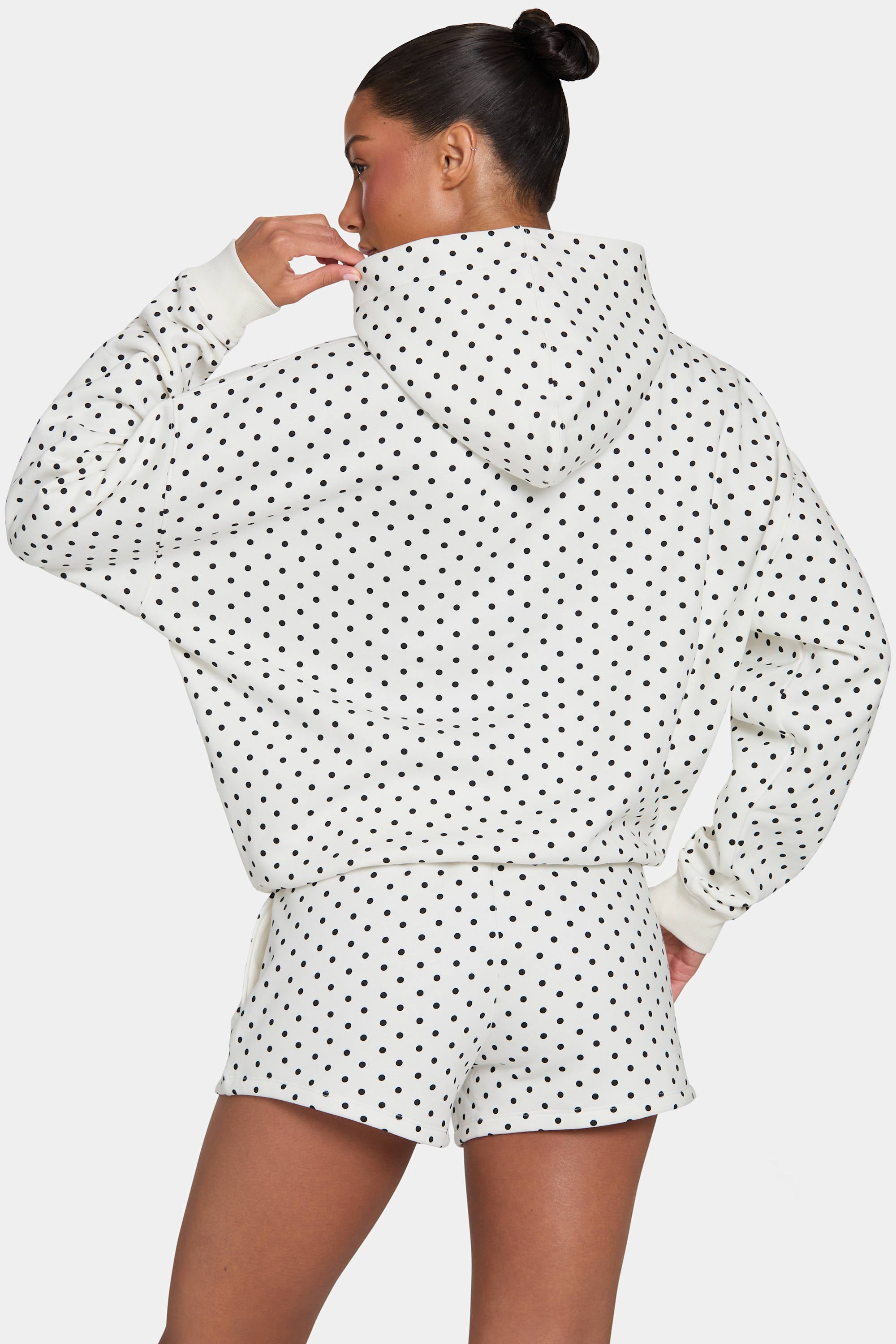 Oversized Applique Hoodie  in Monochrome Polka Dot - 2