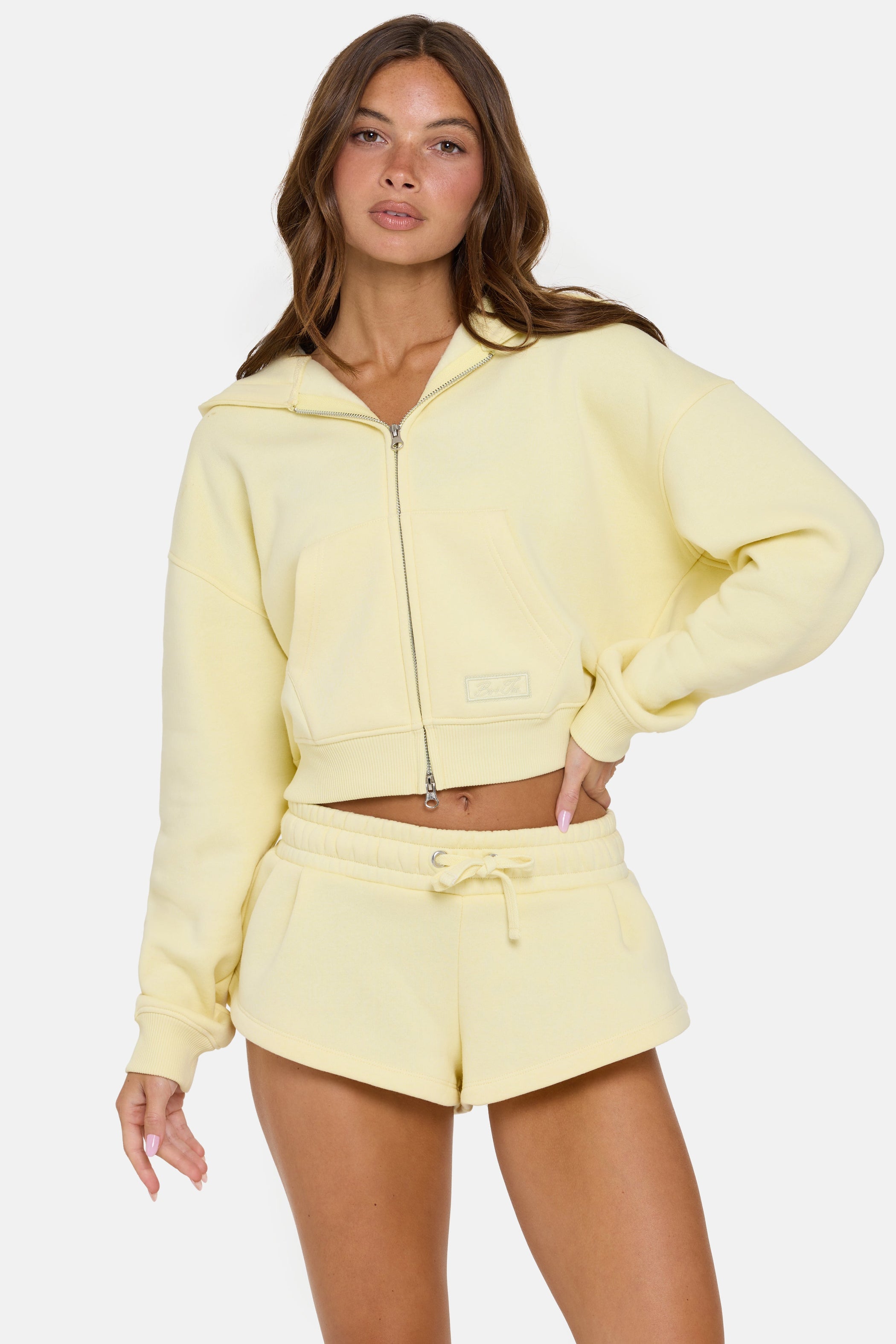 Oversized Zip-Up Hoodie in Buttercream - 1