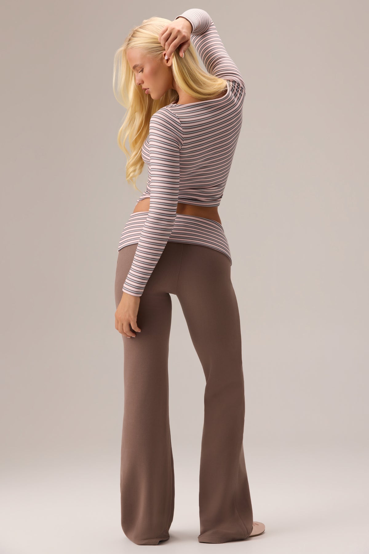 Plush Jersey Wide-Leg Trousers in Chestnut