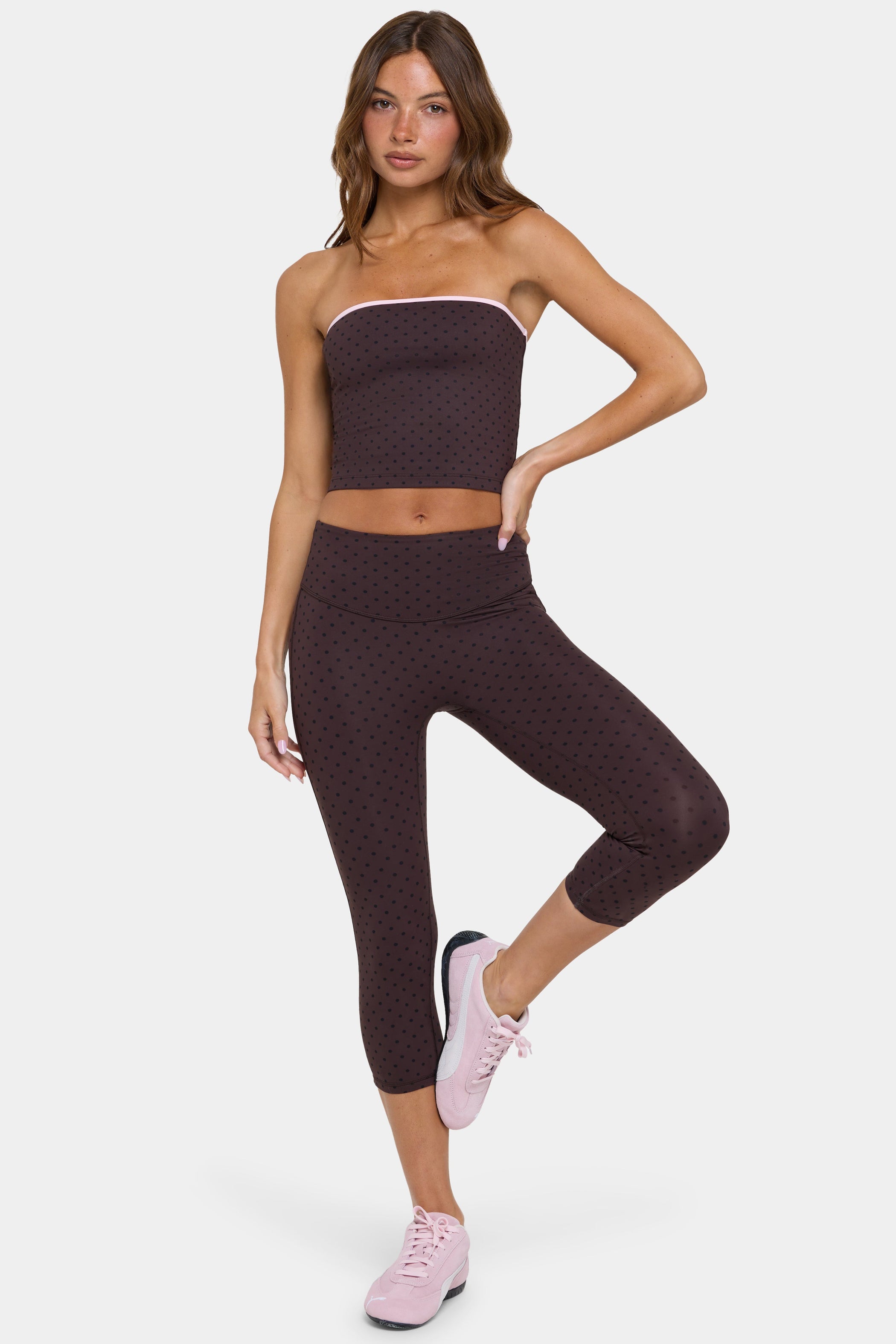 Soft Active Capri Leggings in Choc Chip - 1
