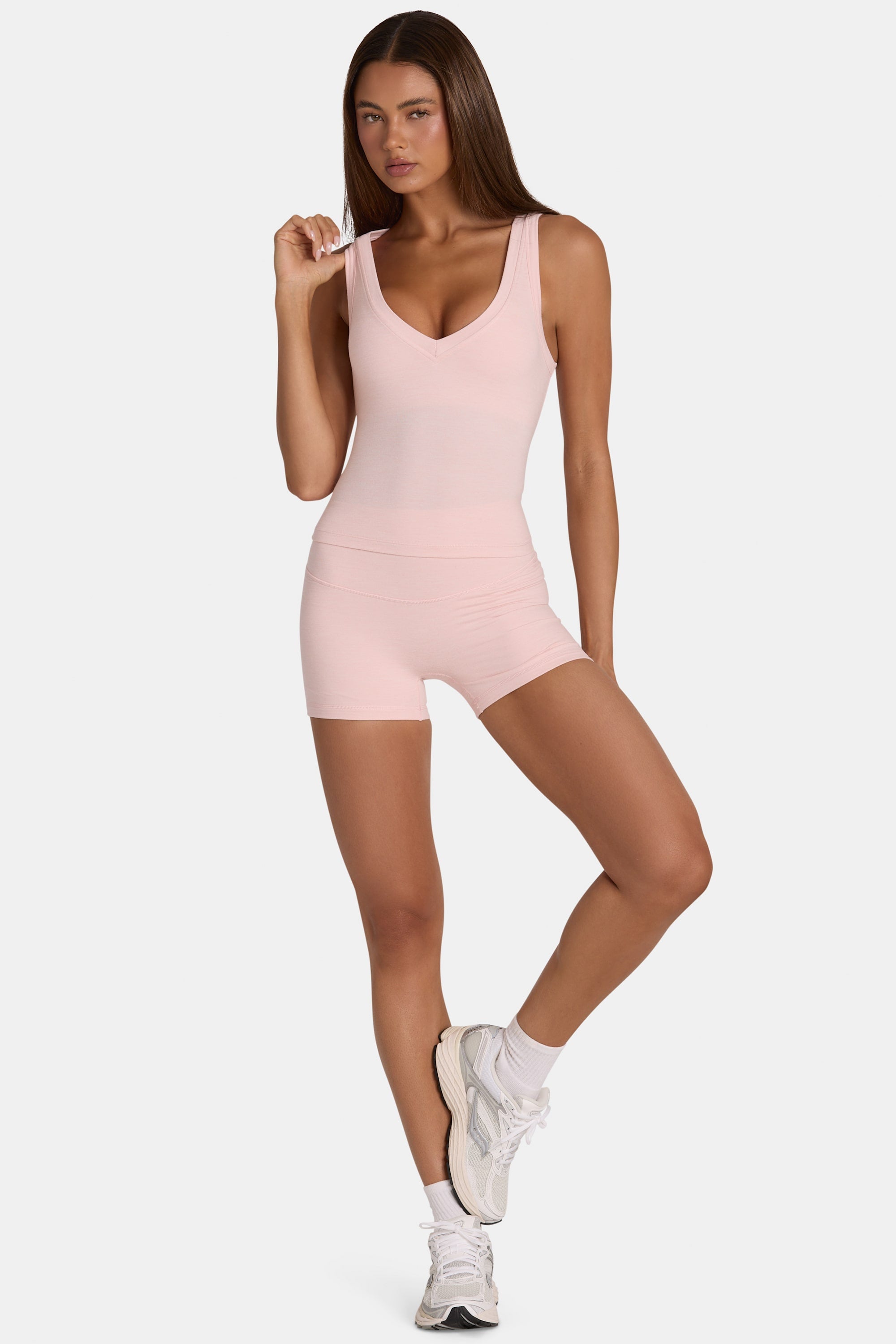 Soft Active Mini Shorts in Blush Marl - 1