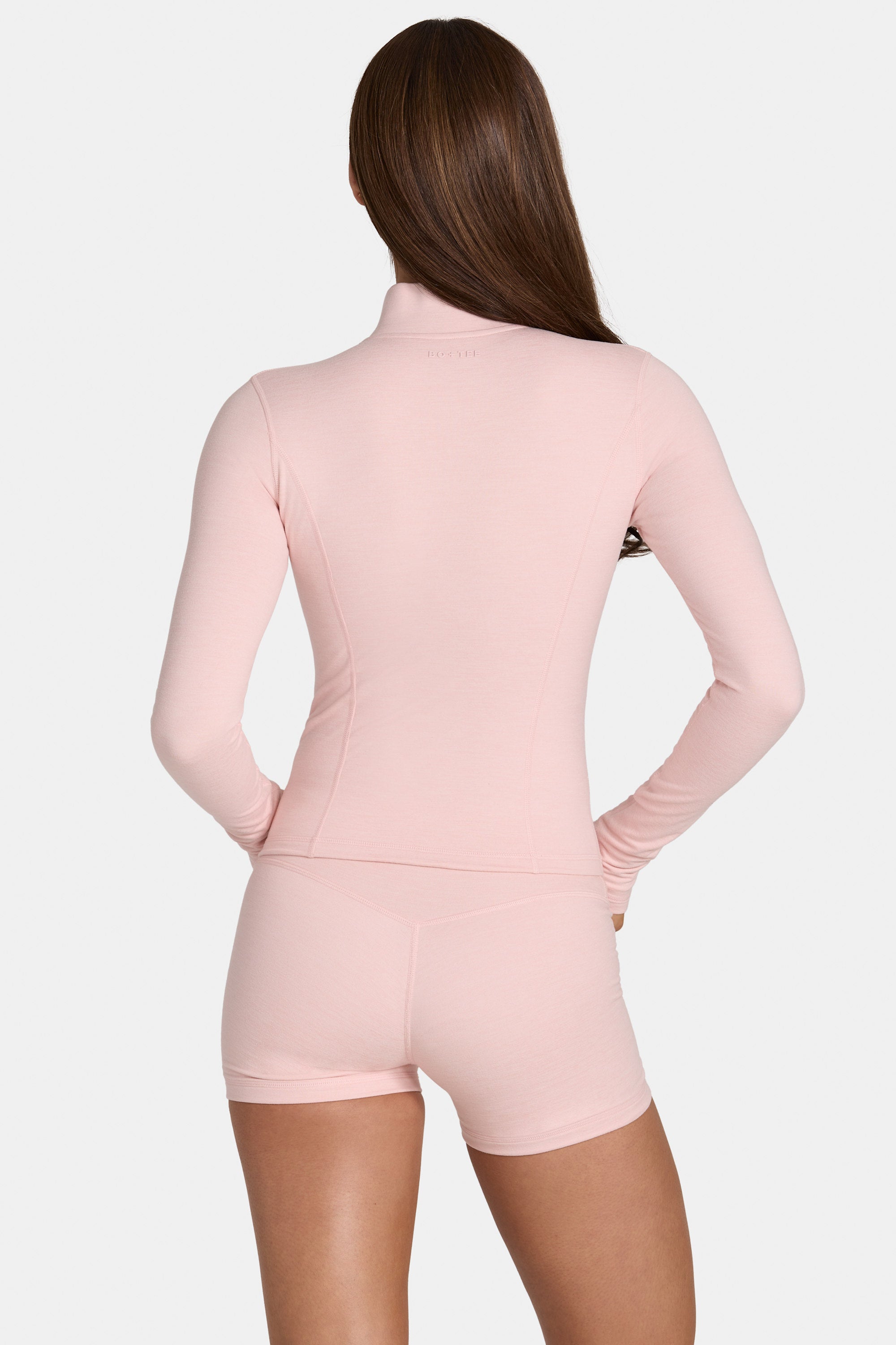 Soft Active Zip-Up Jacket in Blush Marl - 2
