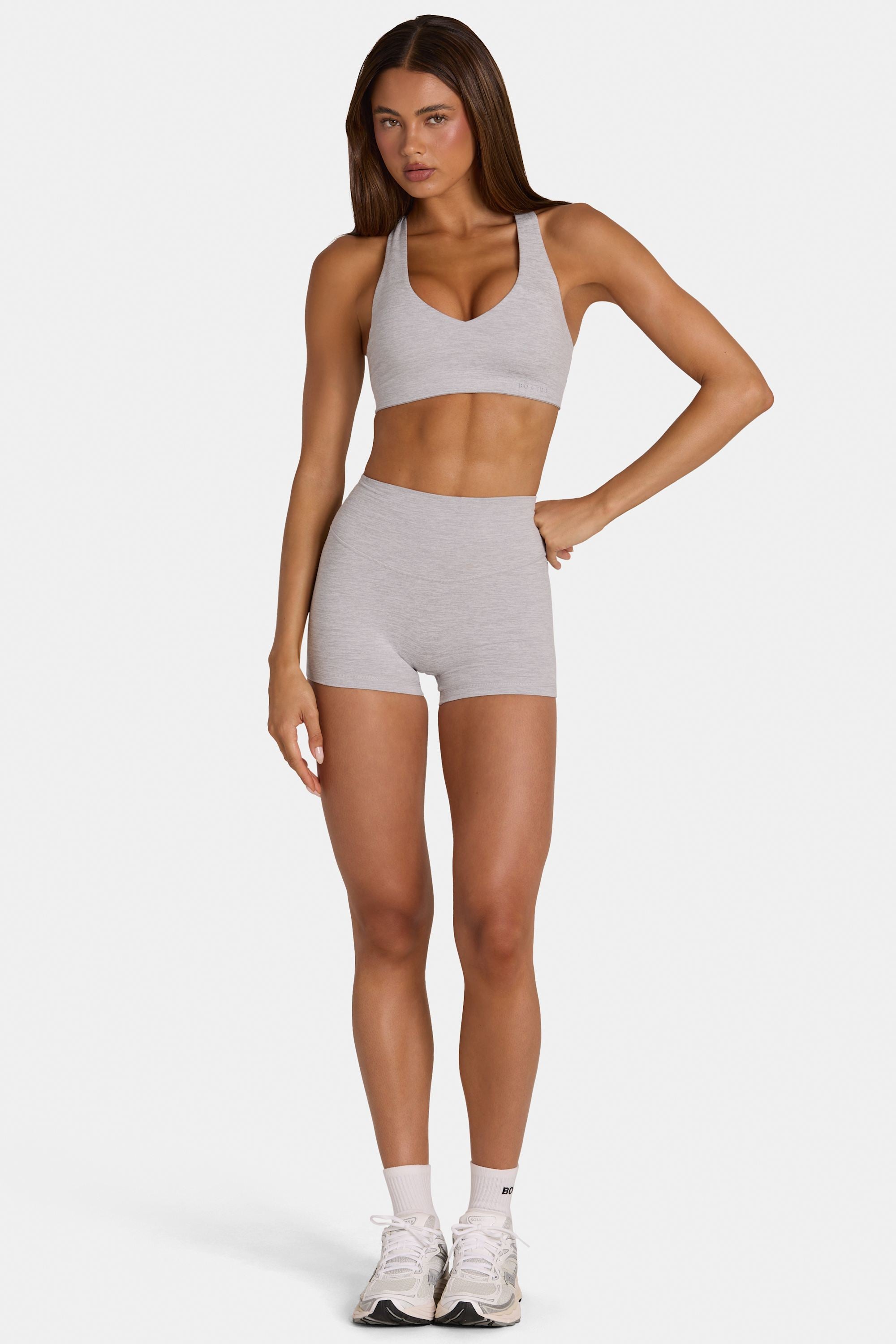 Soft Active Mini Shorts in Grey Marl - 1
