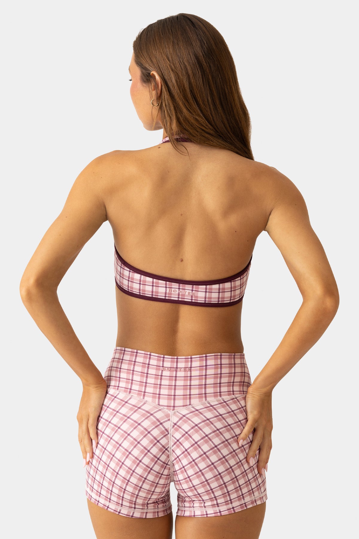 Soft Active Mini Shorts in Berry Plaid