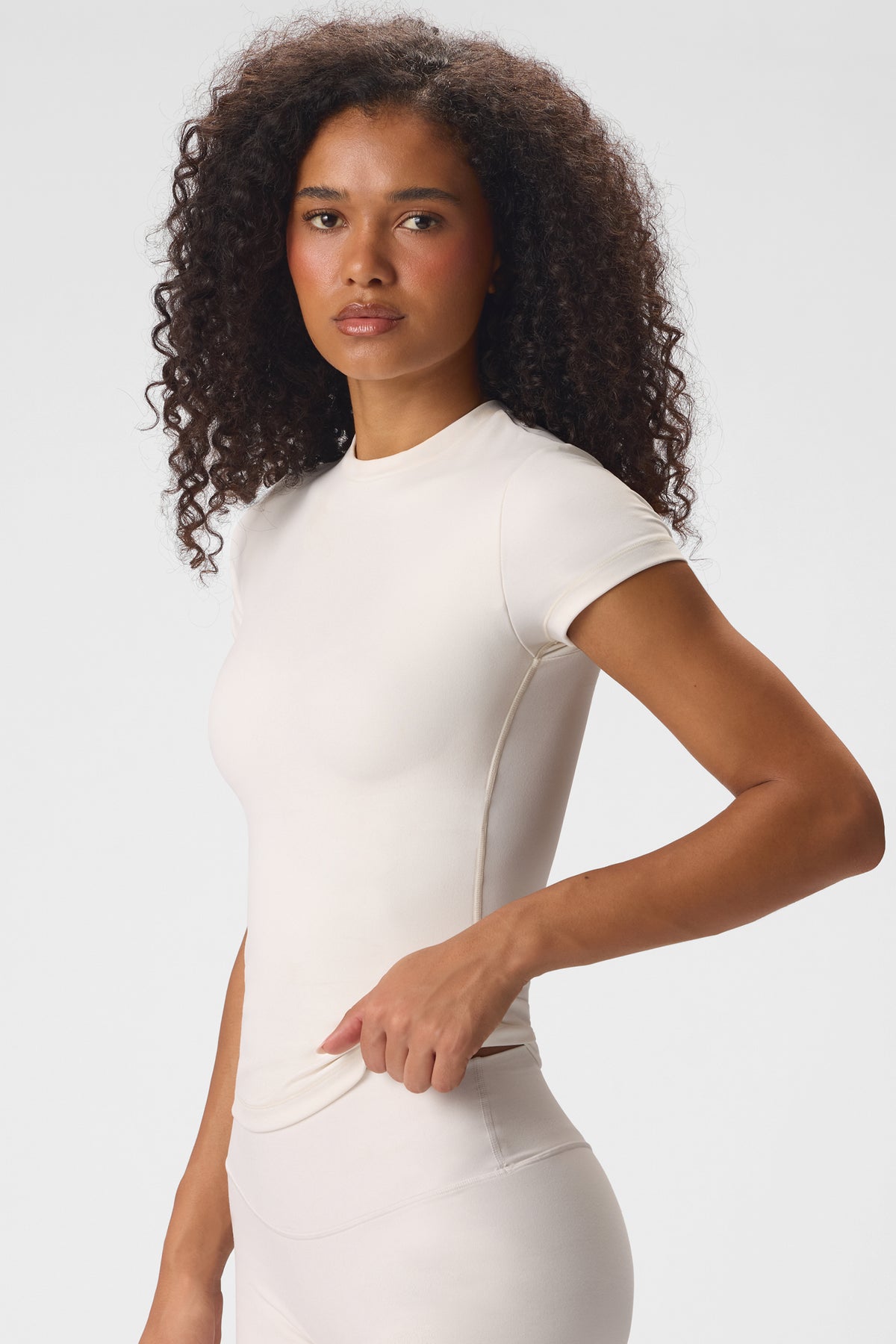 Soft Active Short Sleeve Top in Vanilla - 1