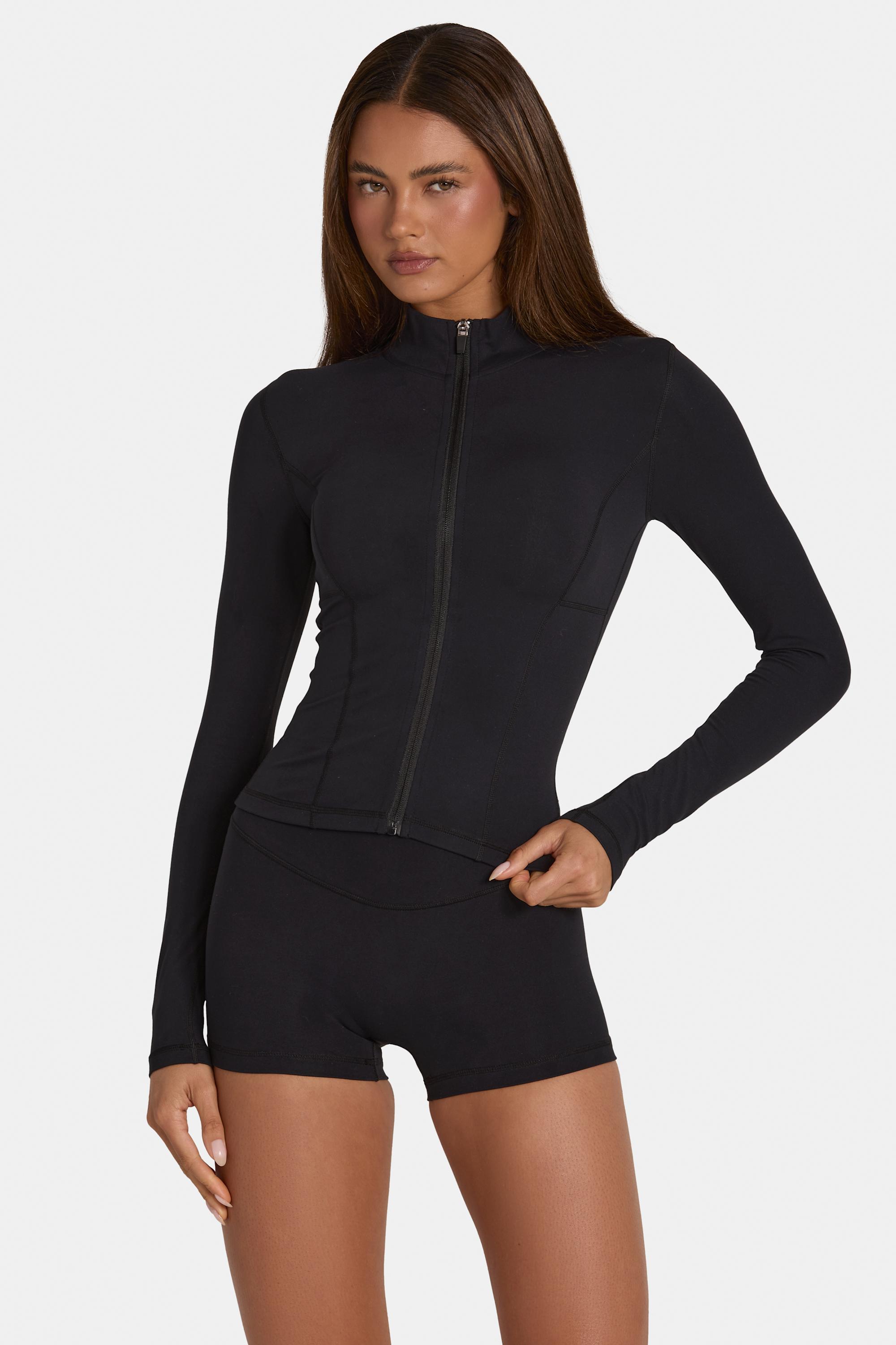 Soft Active Zip-Up Jacket in Black - 1