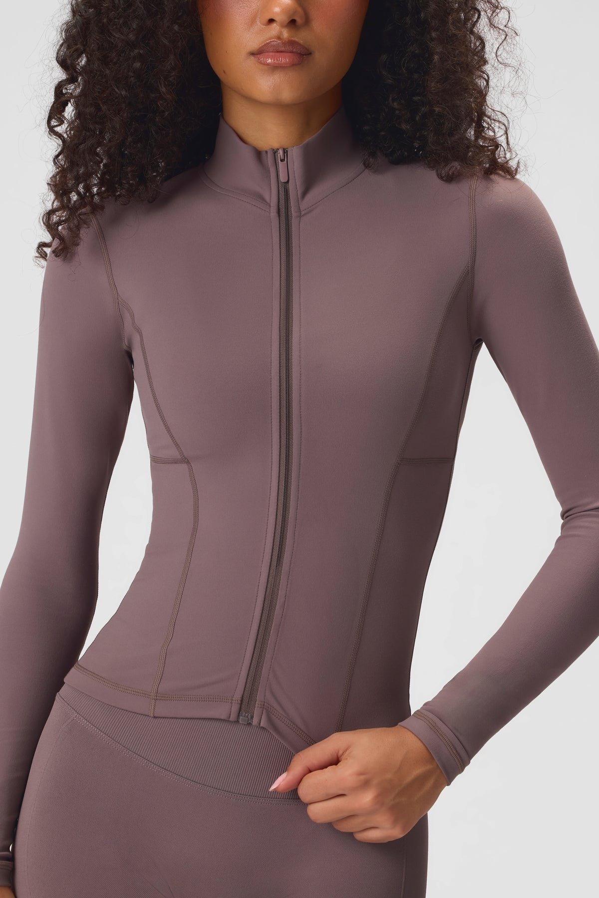 Soft Active Zip-Up Jacket in Stone