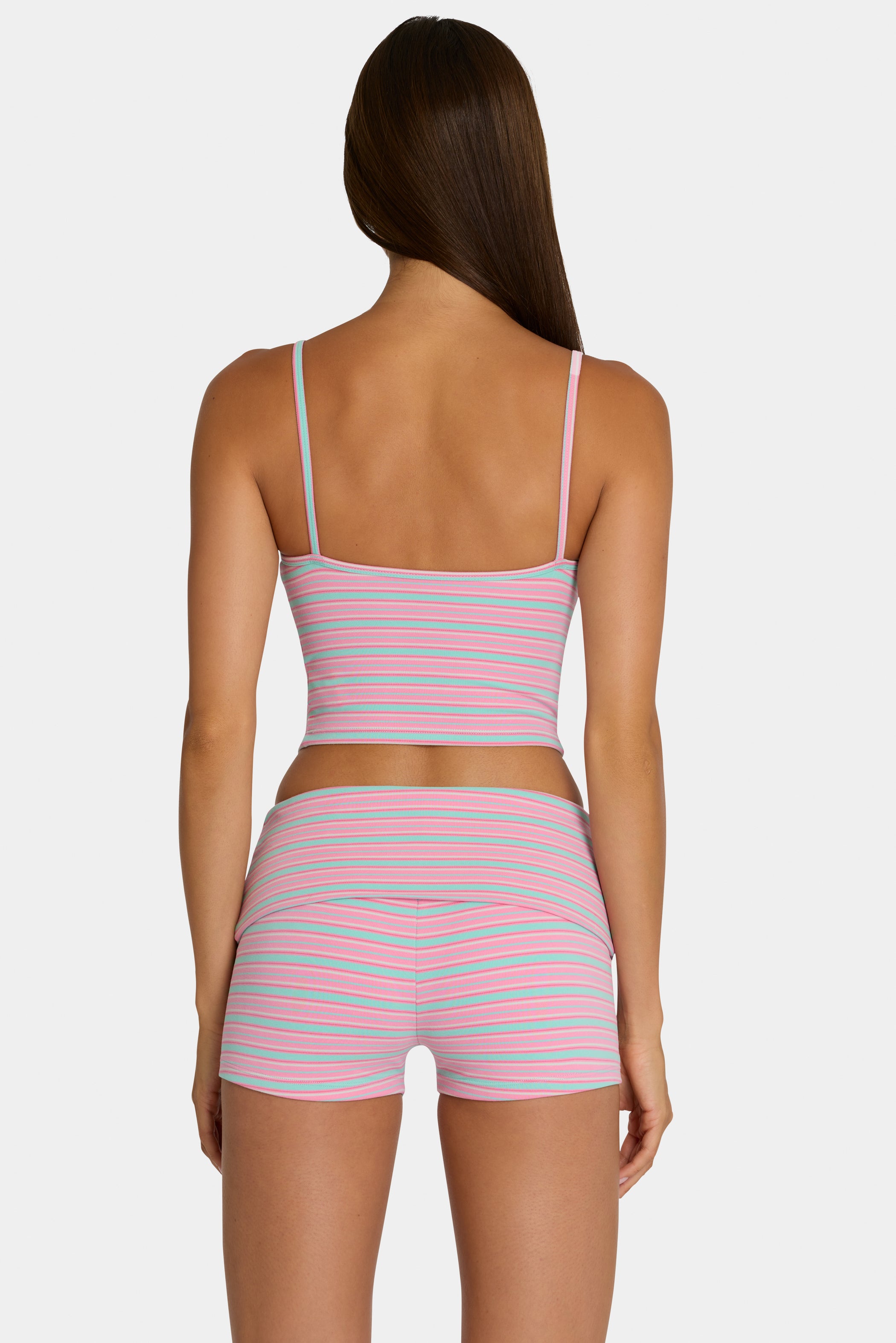Brushed Jersey Mini Shorts in Multi Stripe - 2