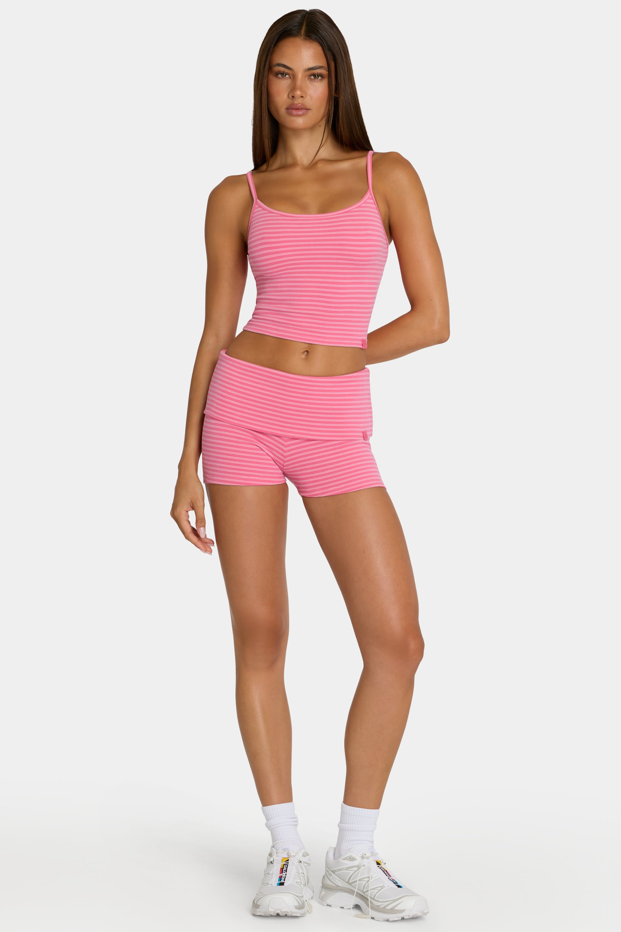 Brushed Jersey Tank Top in Pink Stripe