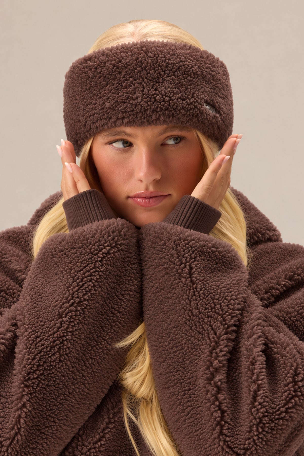 Teddy Fleece Headband in Chestnut