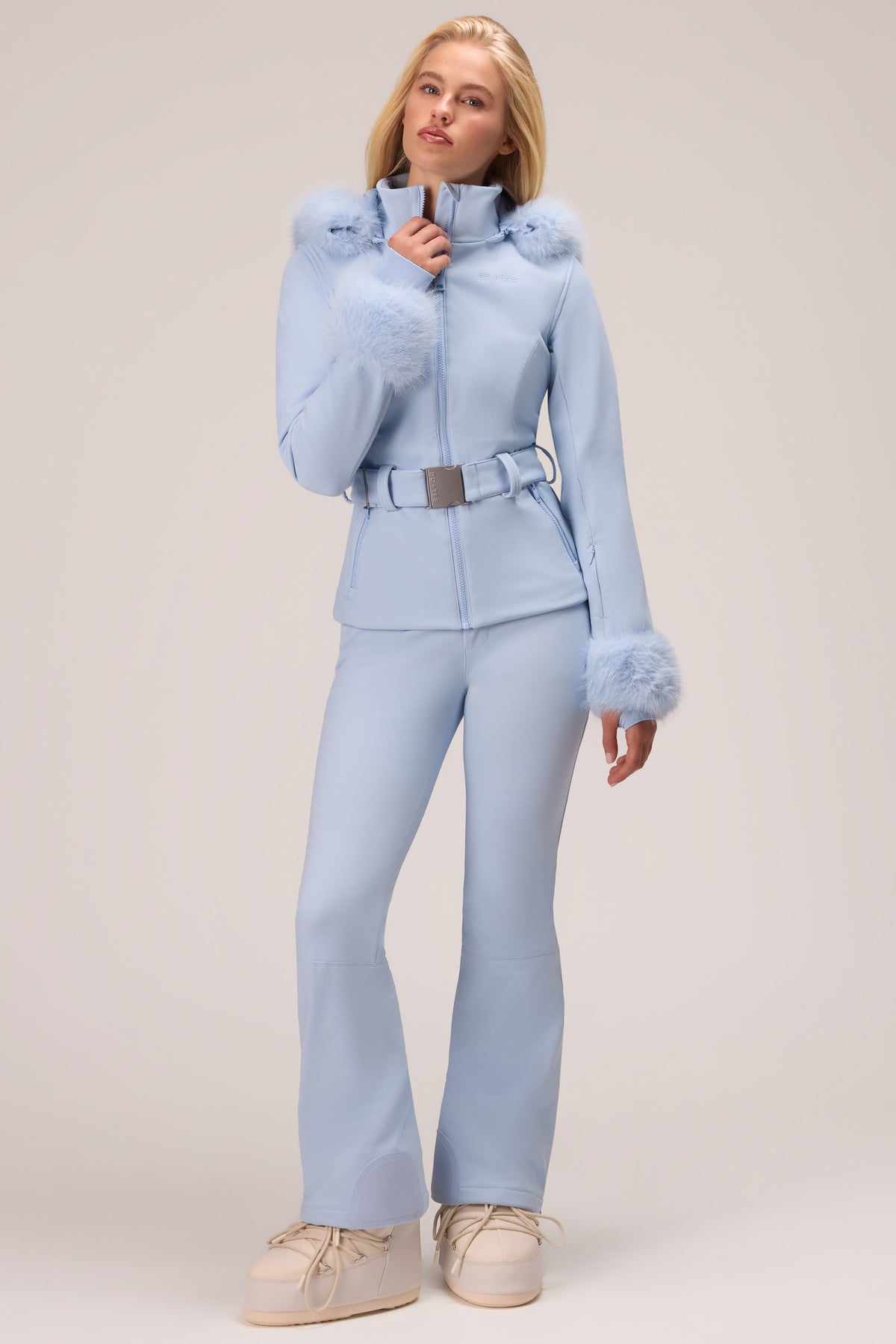 Water Resistant Fitted Salopette in Powder Blue - 1