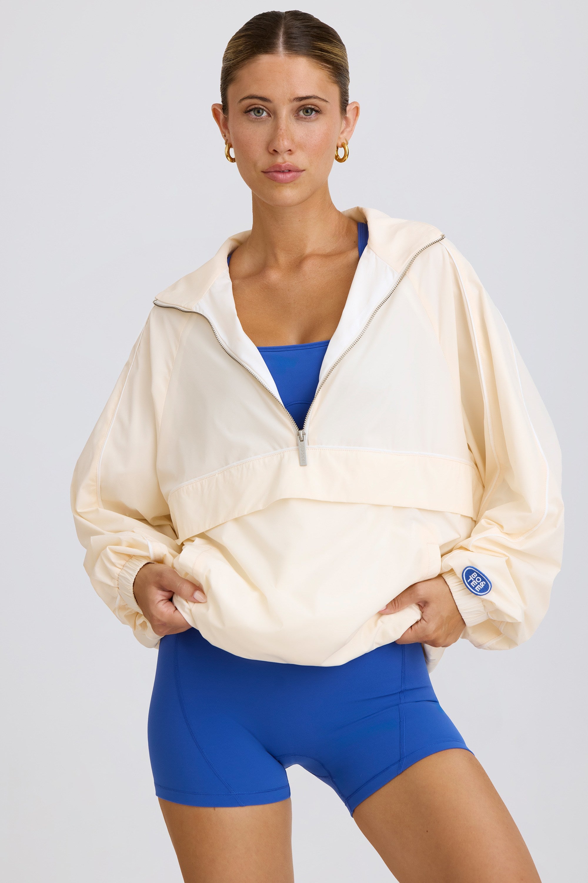 Oversized Track Jacket in White - 1
