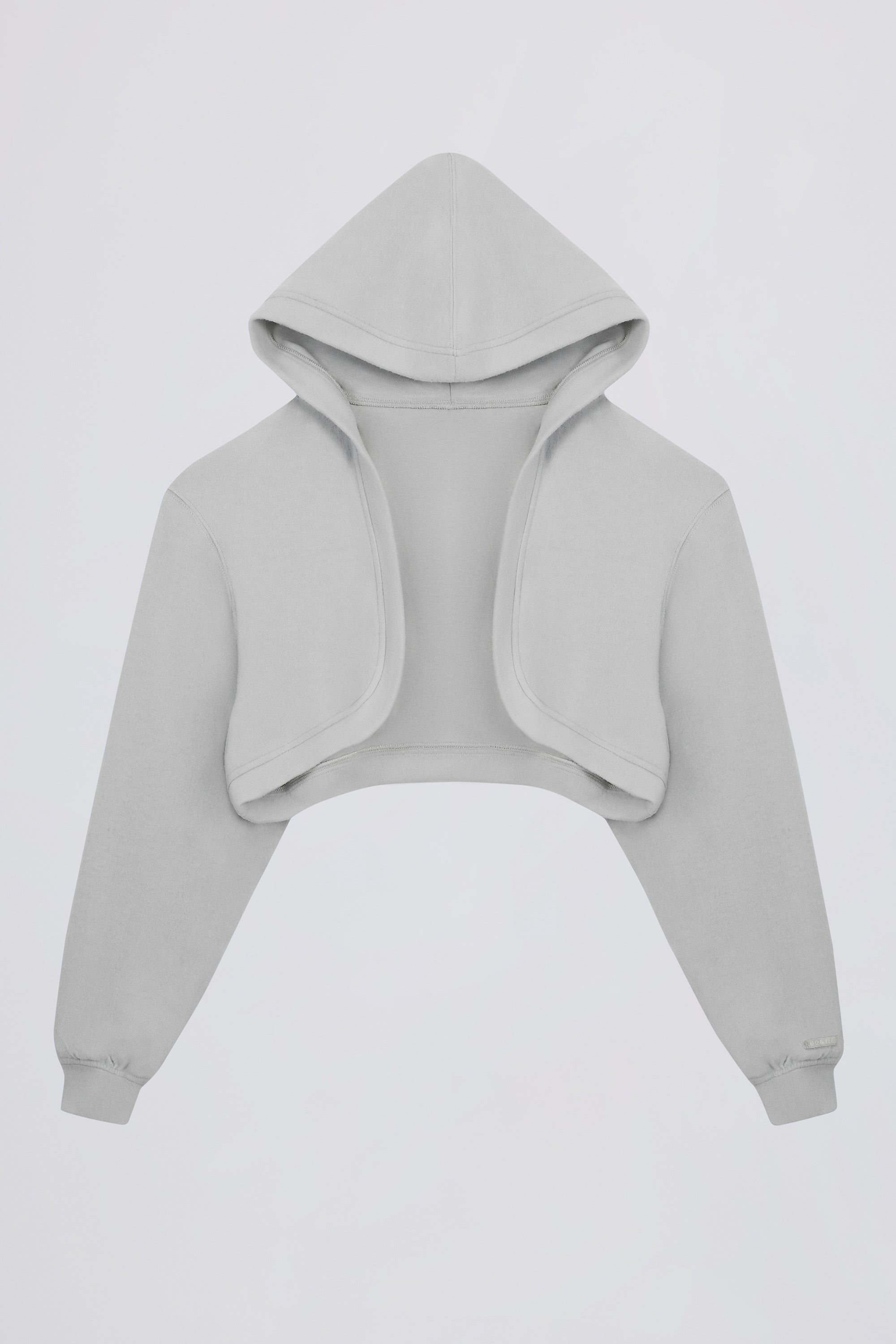 Brushed Jersey Hooded Cropped Shrug in Fog Grey - 2
