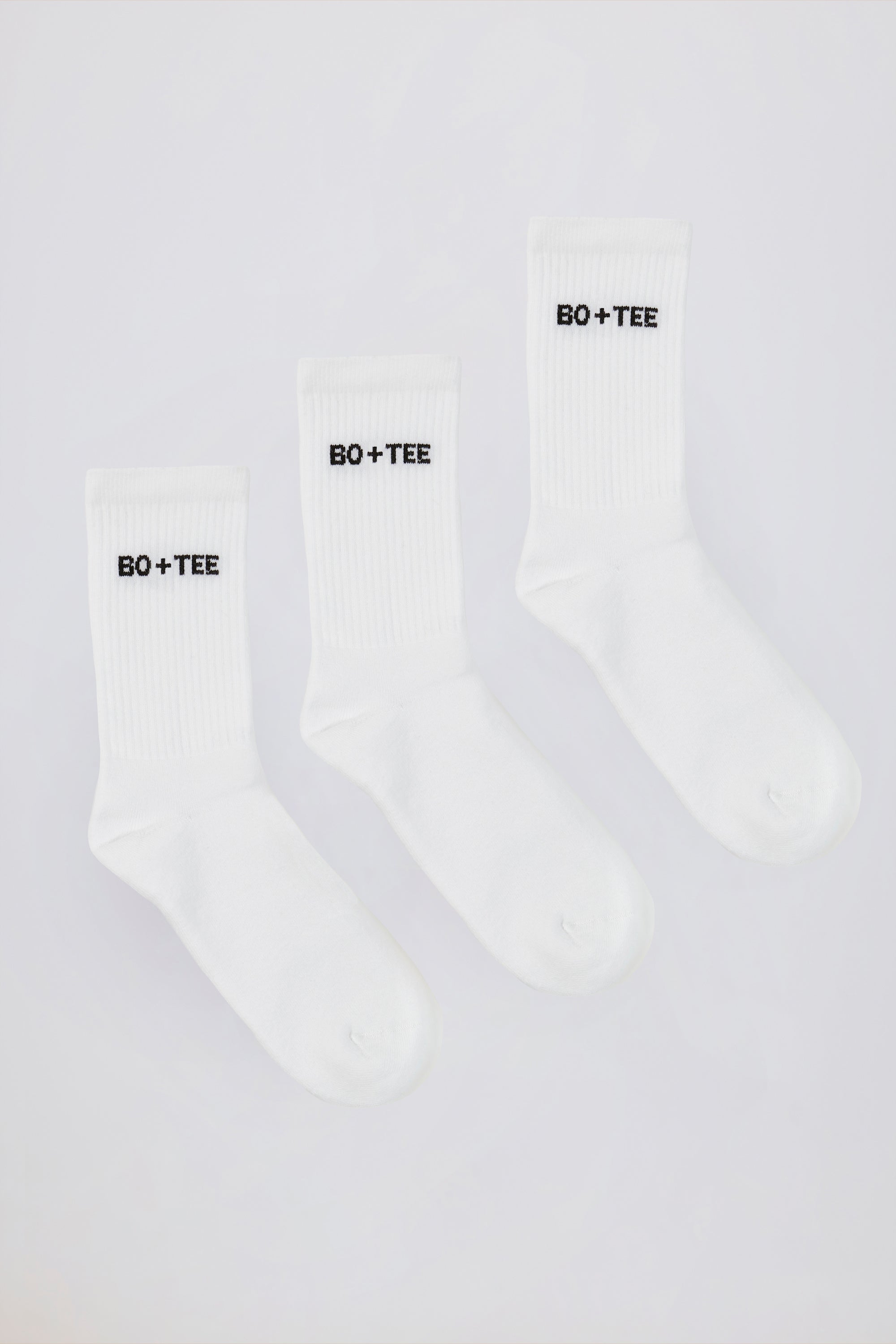 Ribbed Crew Sock Bundle in White - 1