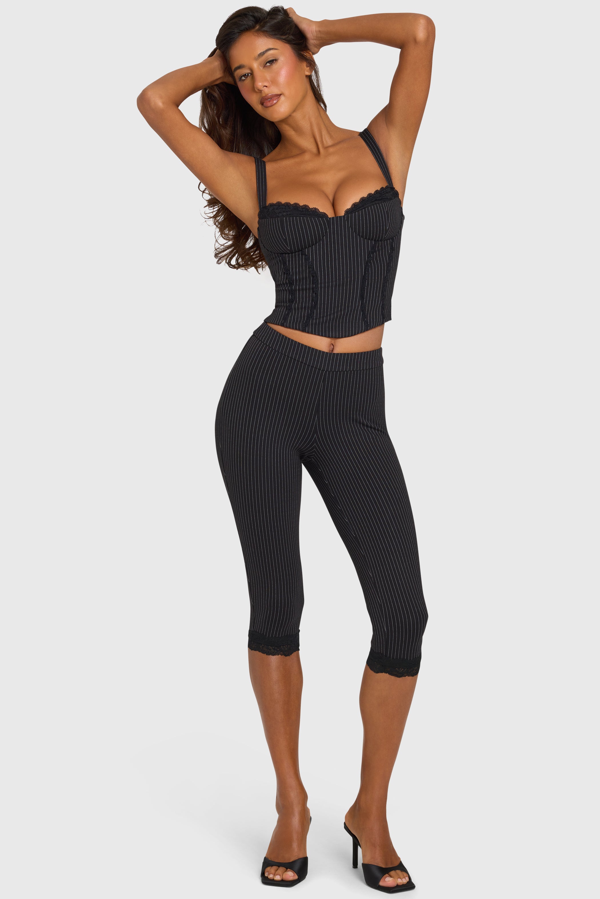 Ponte Capri Leggings in Black Pinstripe