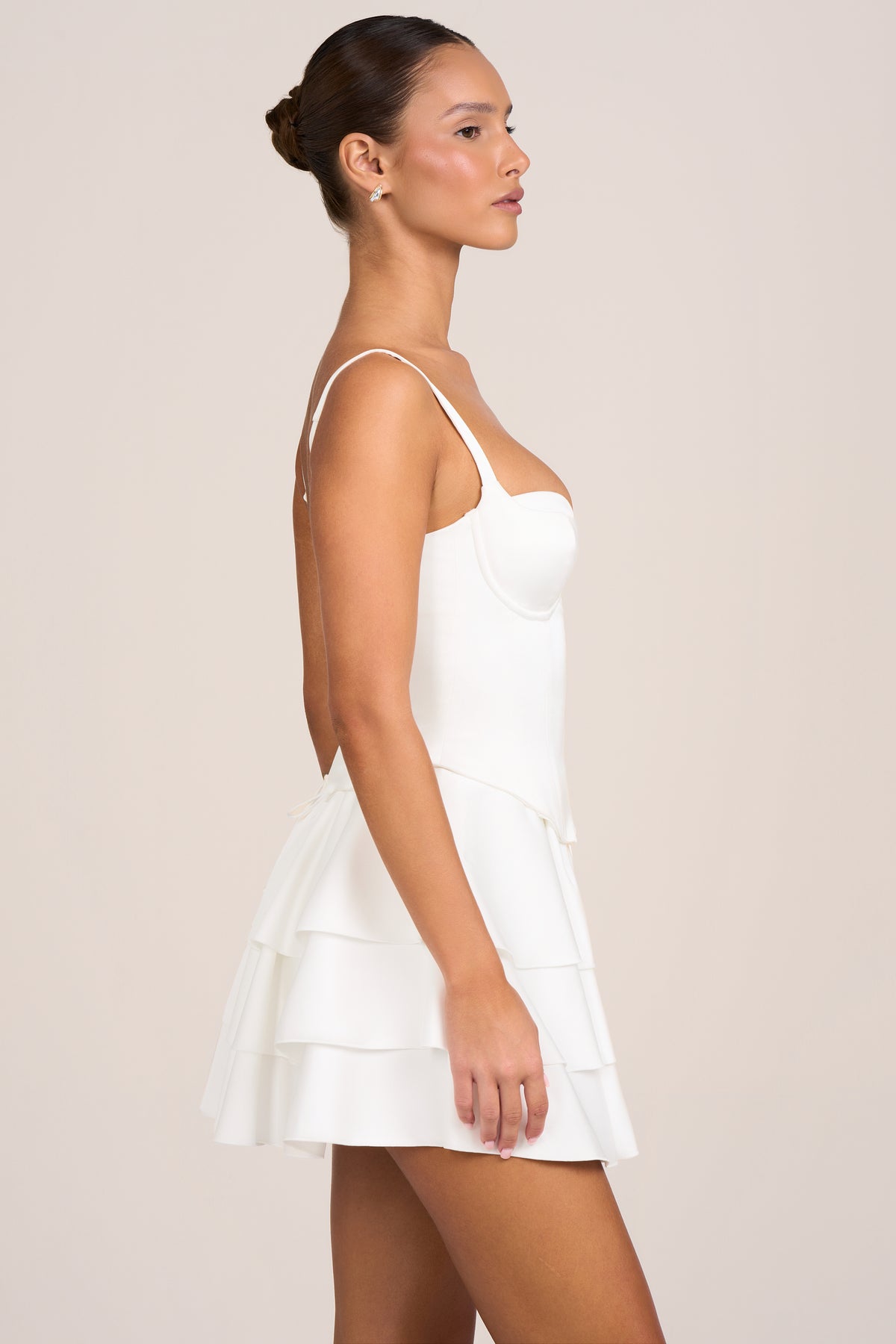 Satin Corset Mini Dress in White