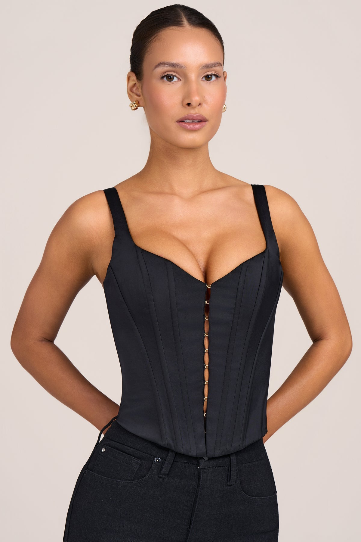 Satin Corset Top in Black