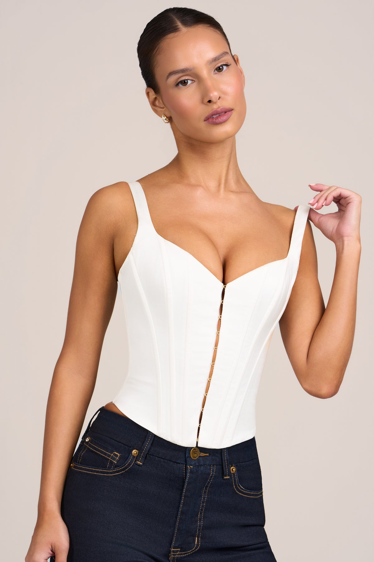 Satin Corset Top in White