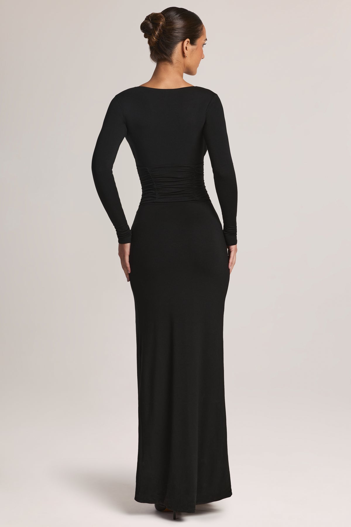 Modal Long-Sleeve MaxI Dress in Black - 2