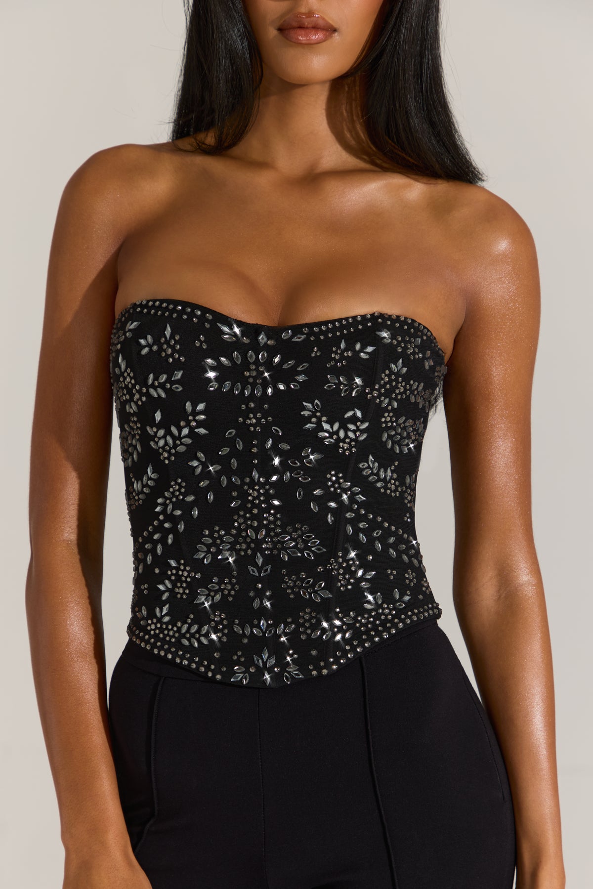 Embellished Corset Top in Black
