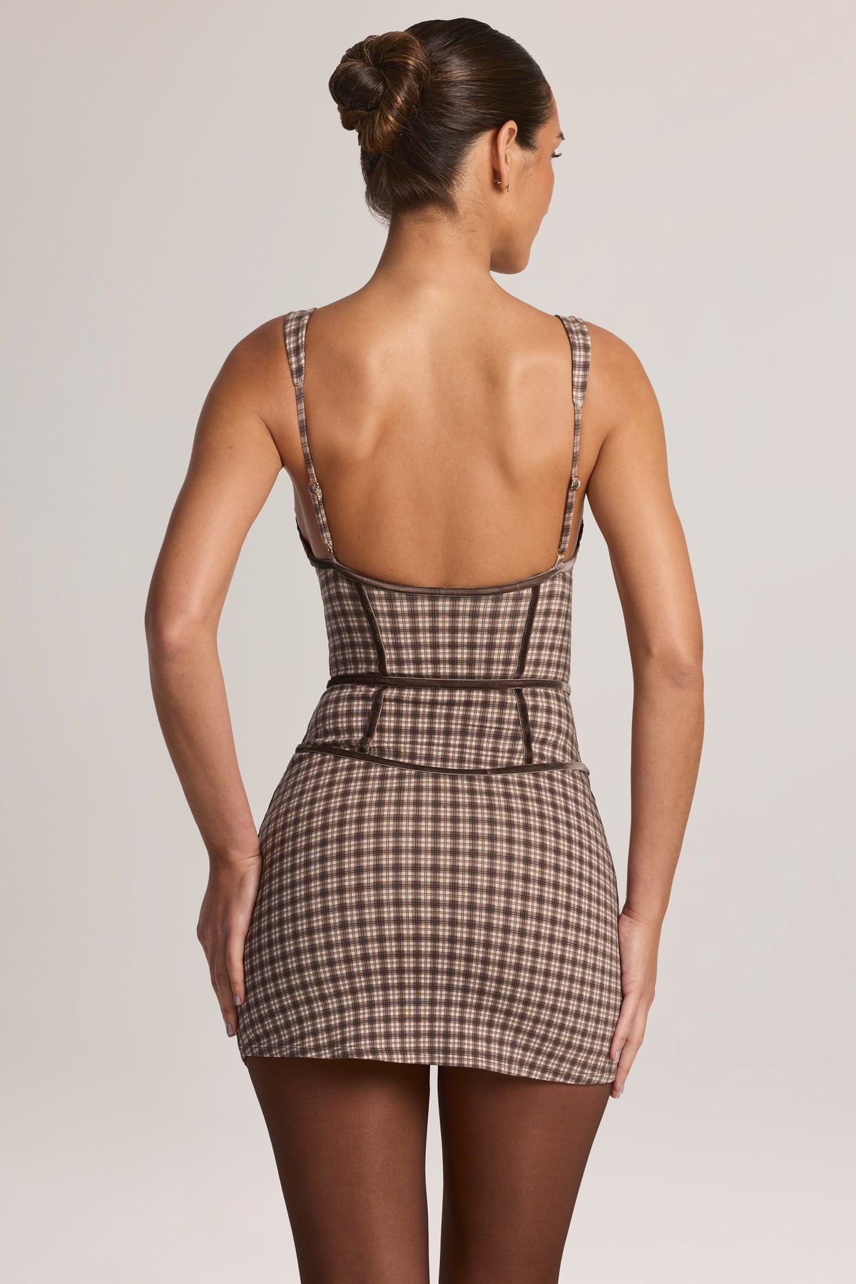 Modal A-Line Mini Dress in Square Check Print - 2