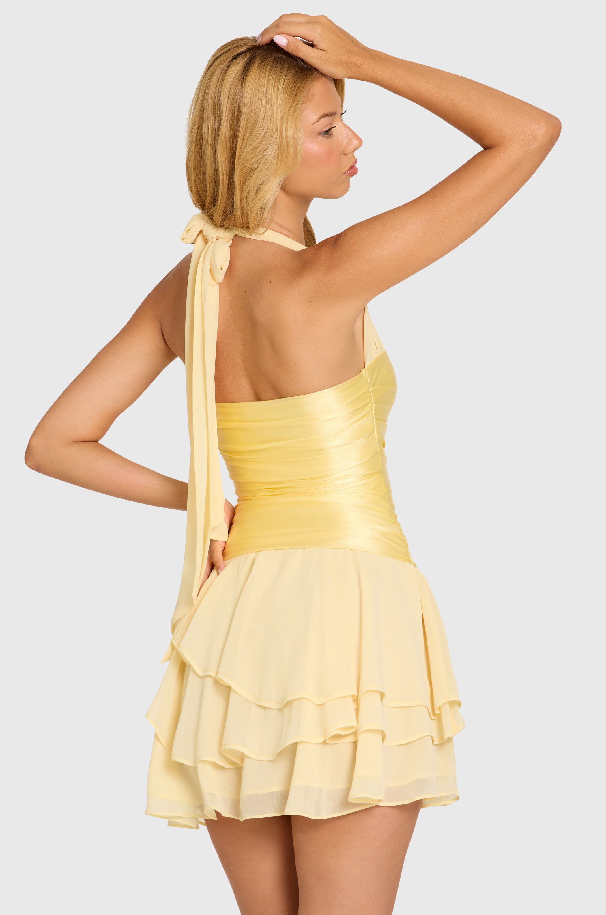 Satin Corset Mini Dress in Butter - 2
