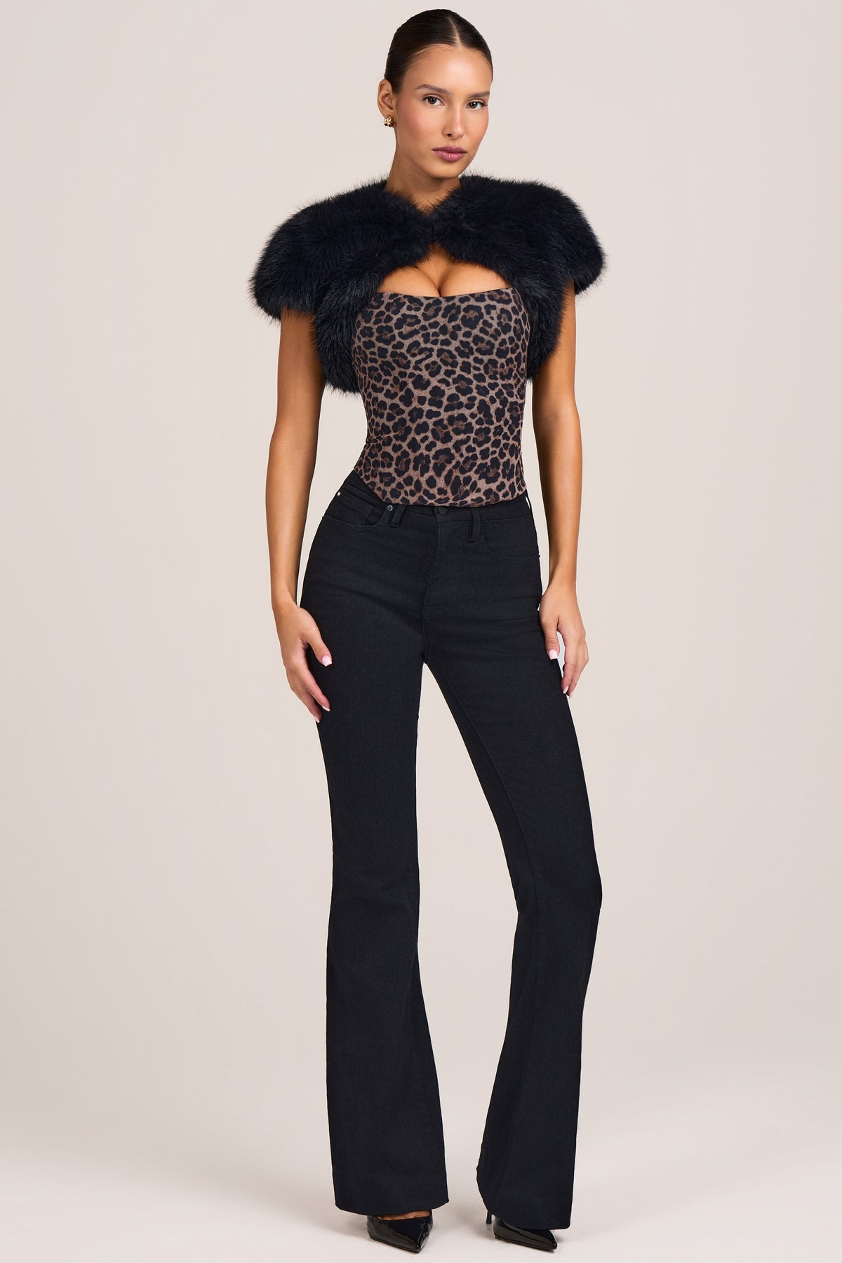 Faux Fur Bolero in Black