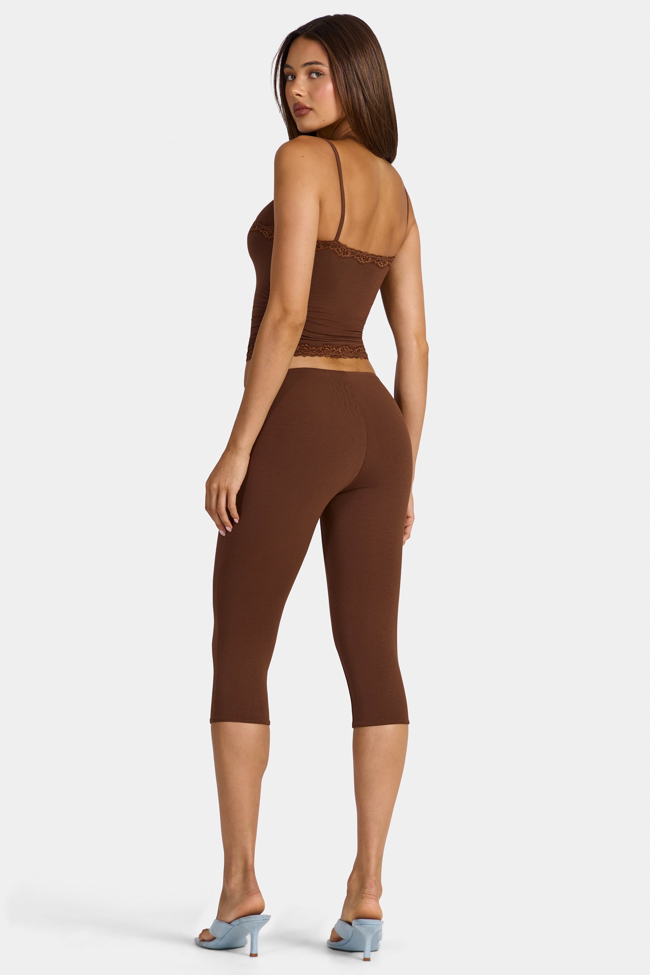 Modal Capri Leggings in Cocoa Brown - 2