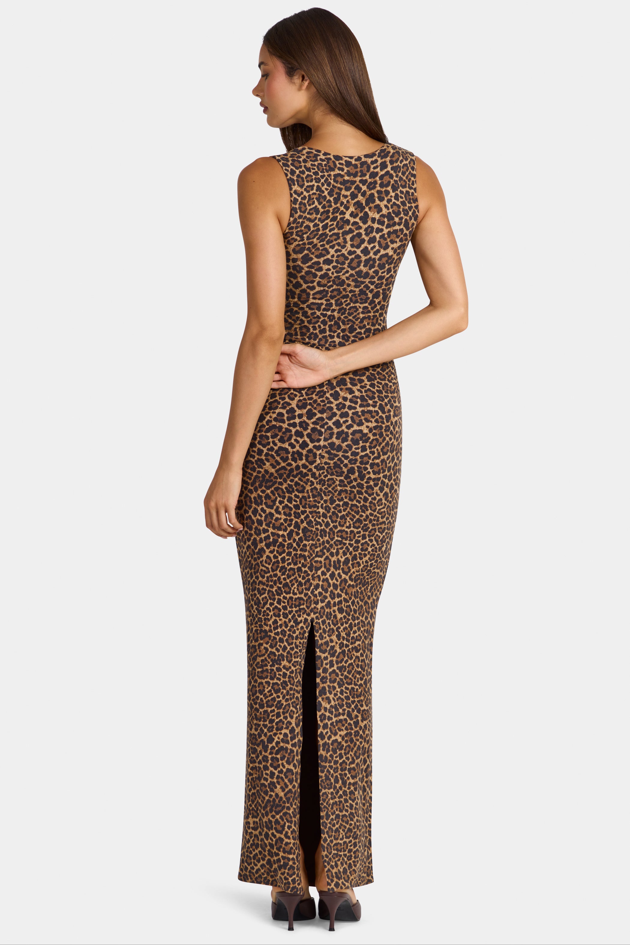 Modal Square-Neck Maxi Dress in Leopard