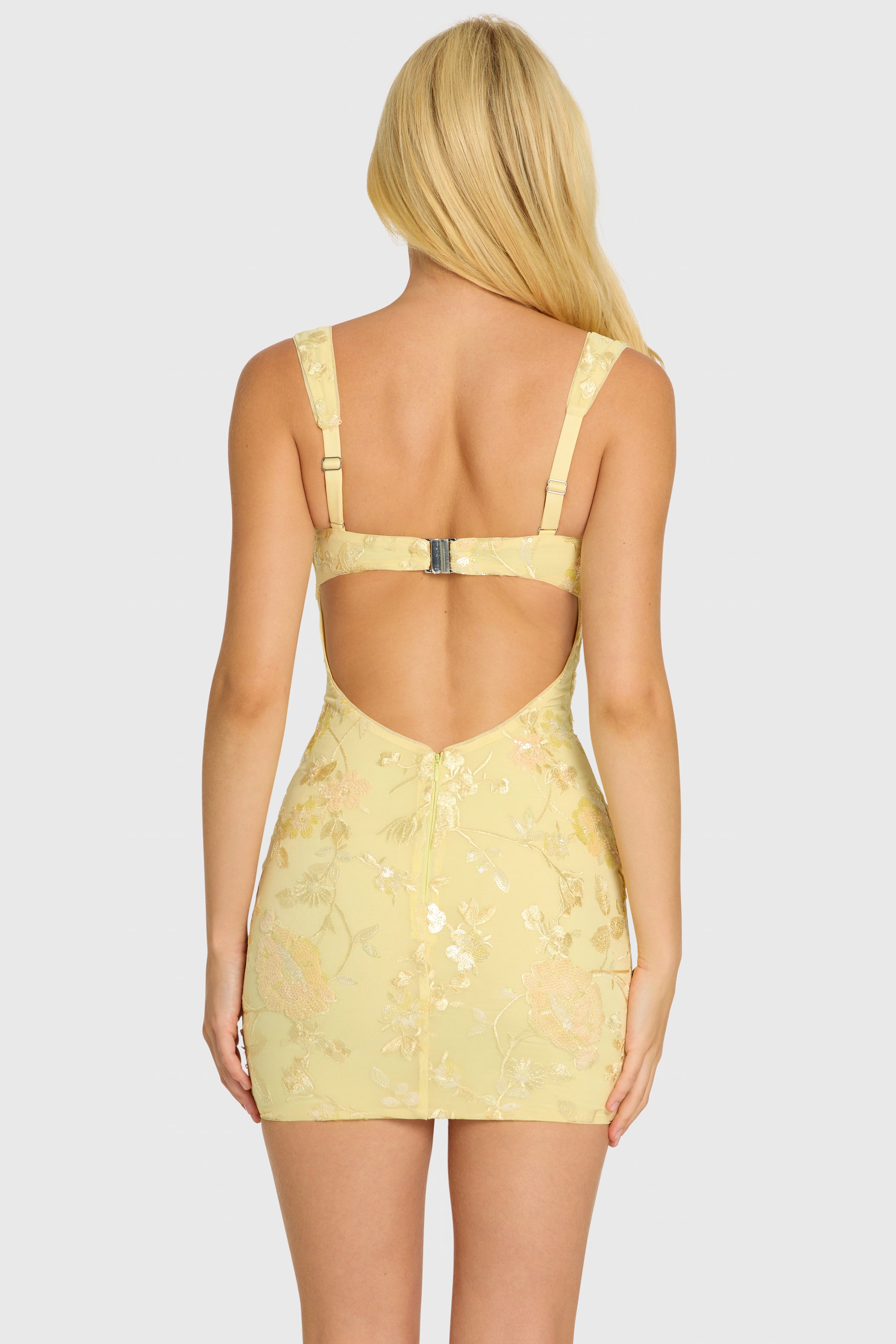 Embellished Bodycon Mini Dress in Butter - 2