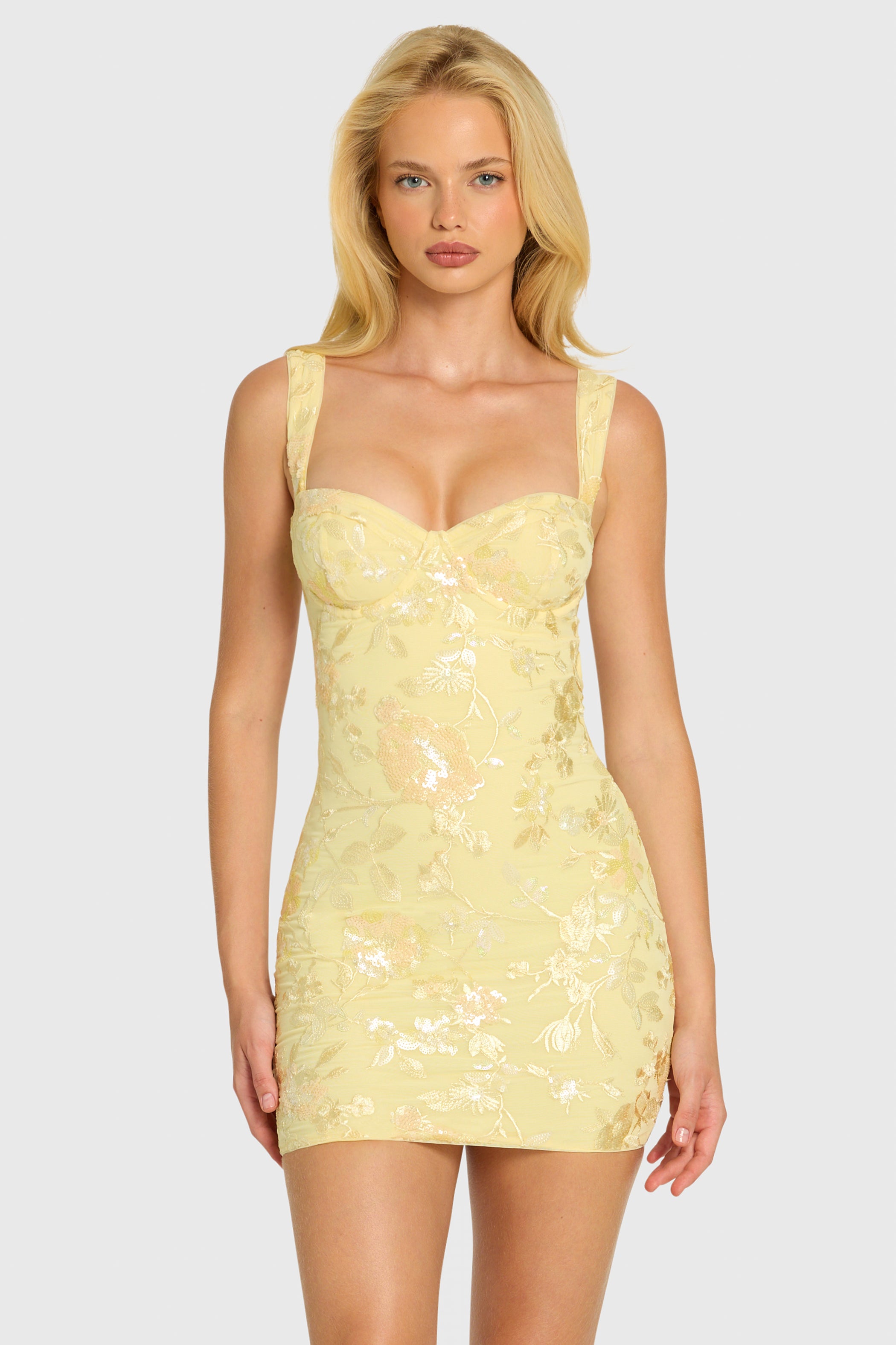 Embellished Bodycon Mini Dress in Butter - 1