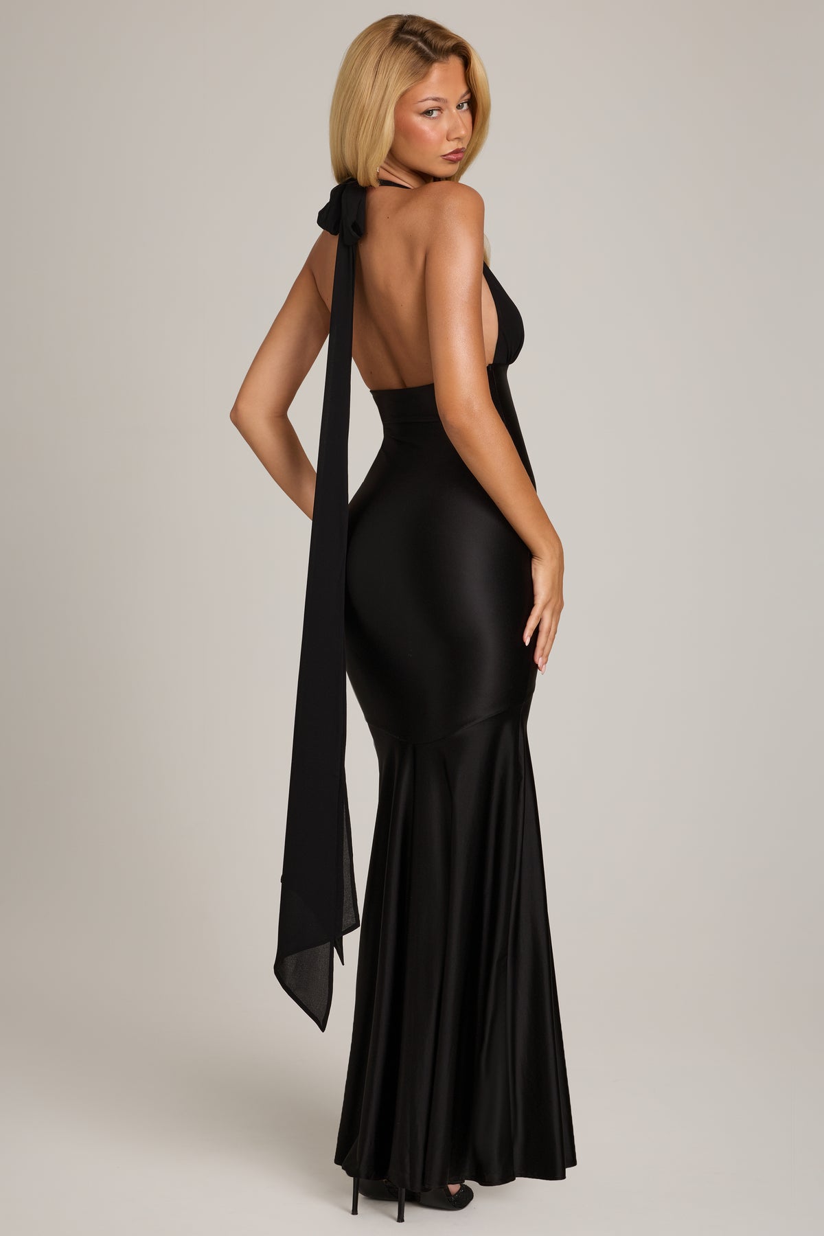 Satin Jersey Maxi Dress in Black