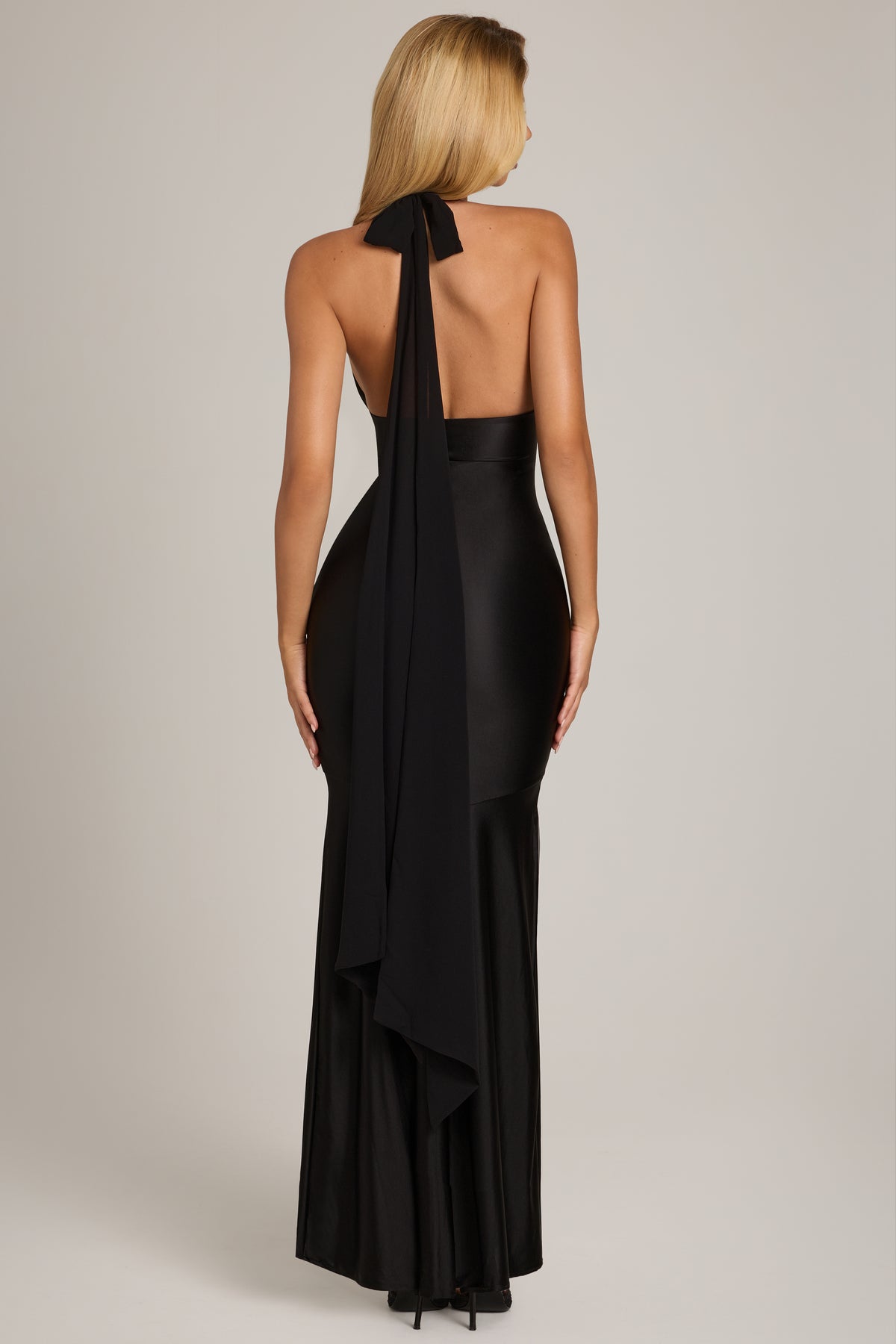 Satin Jersey Maxi Dress in Black