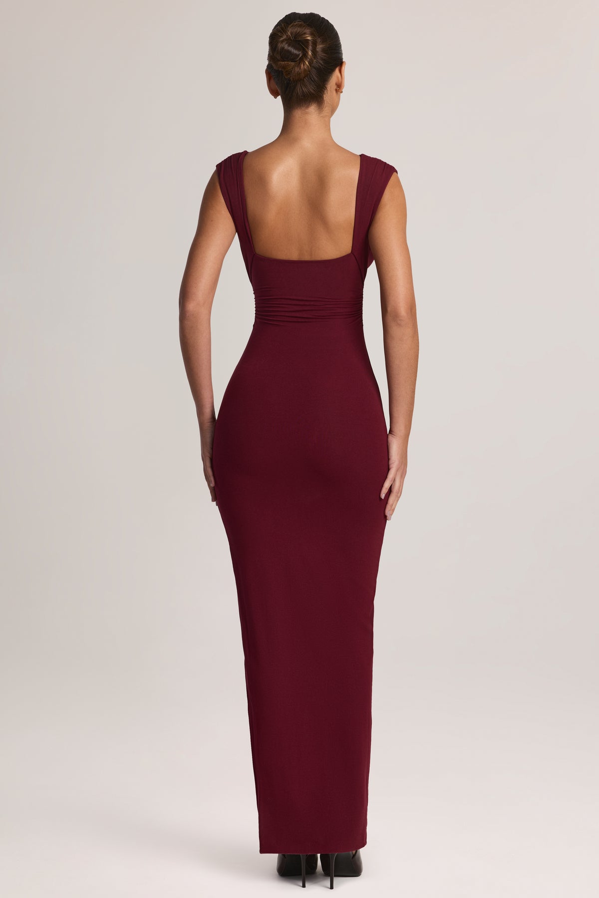 Modal Plunge-Neck Maxi Dress in Wine - 2