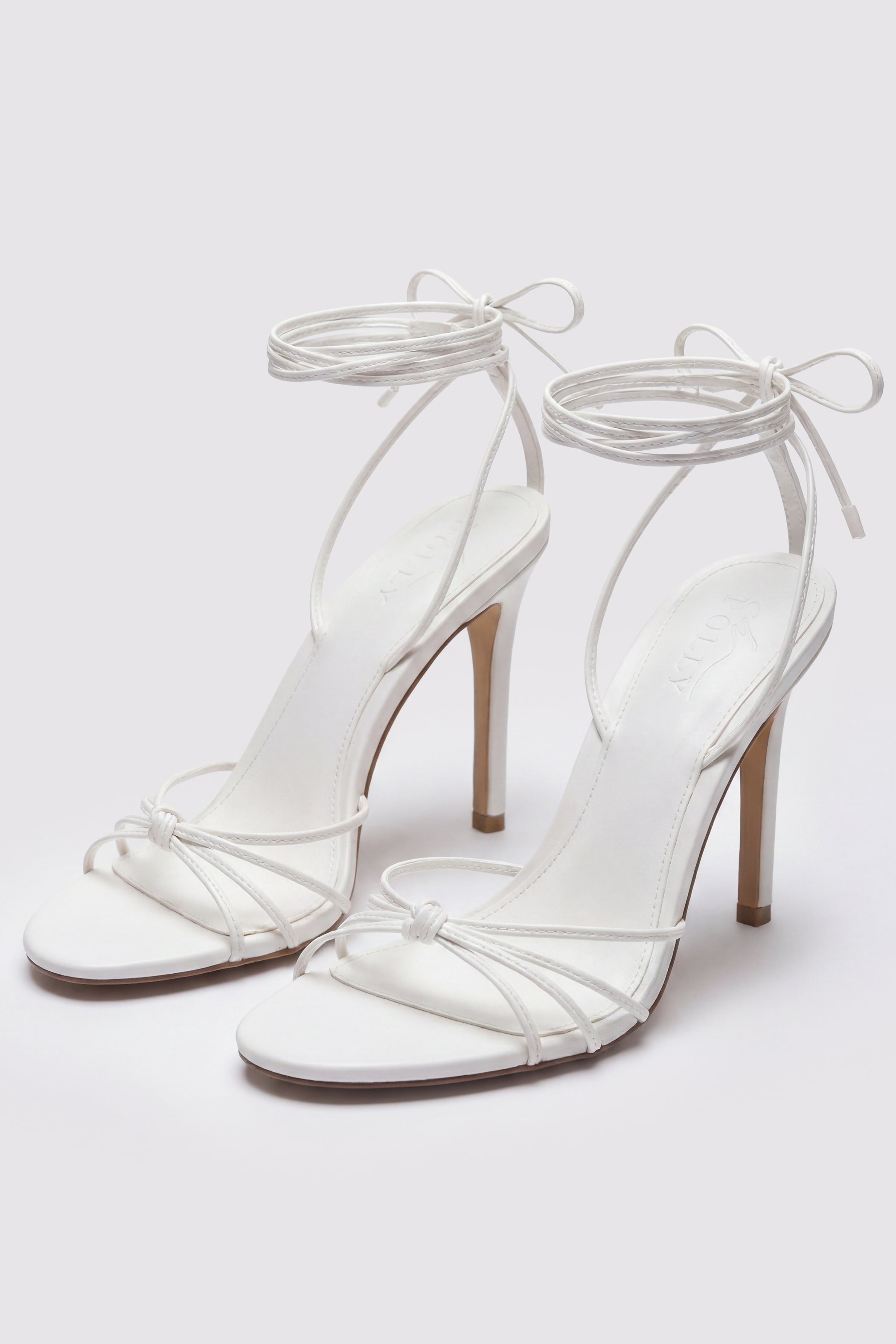 Lace-Up Heeled Sandal in White