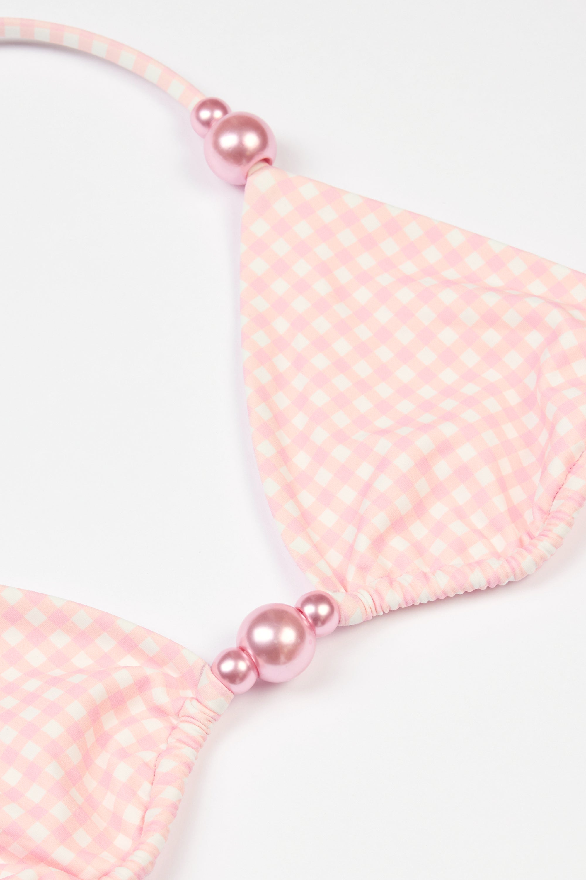 Triangle Bikini Top in Pink Gingham Print