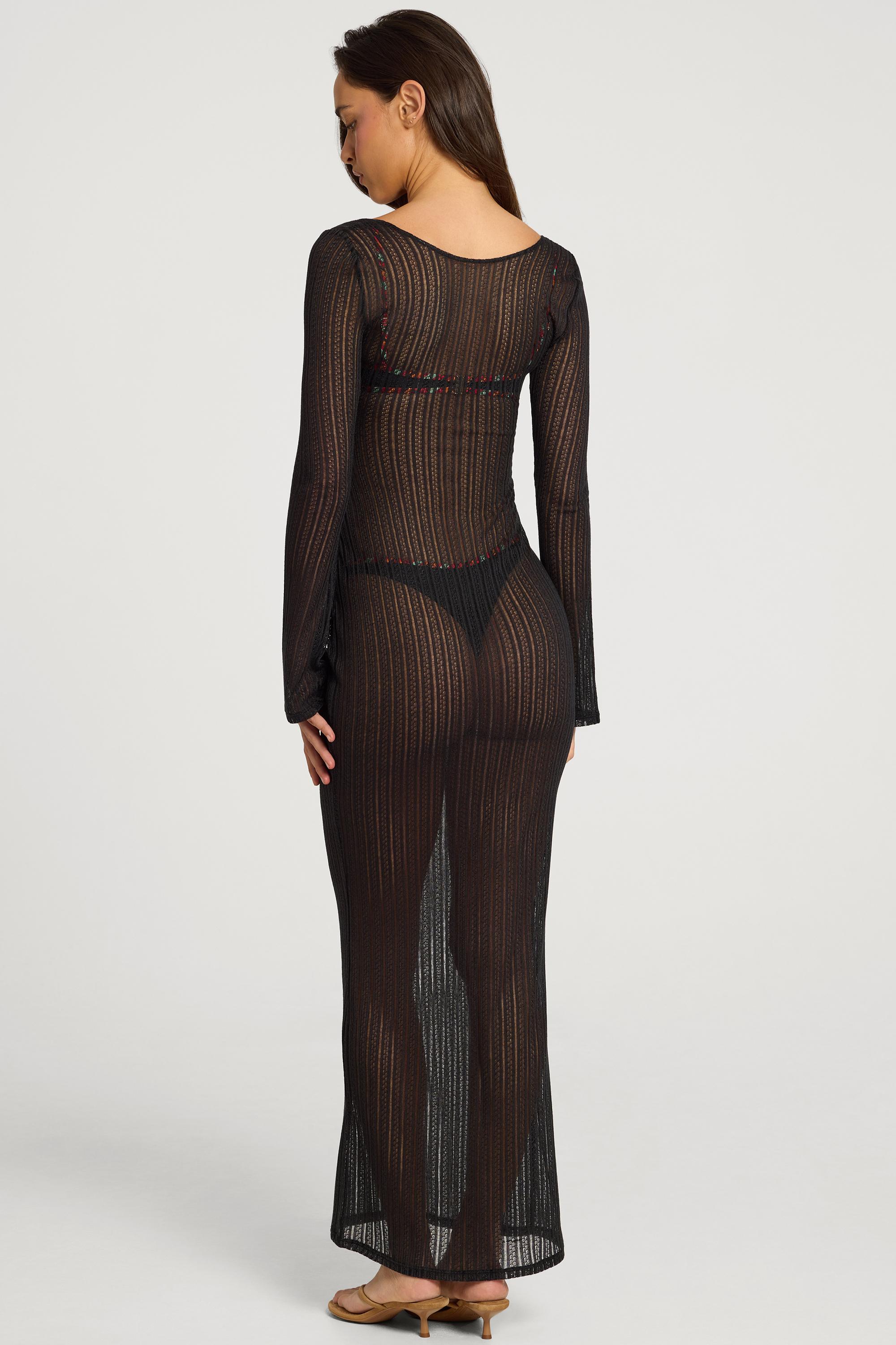 Open-Front Maxi Dress in Black